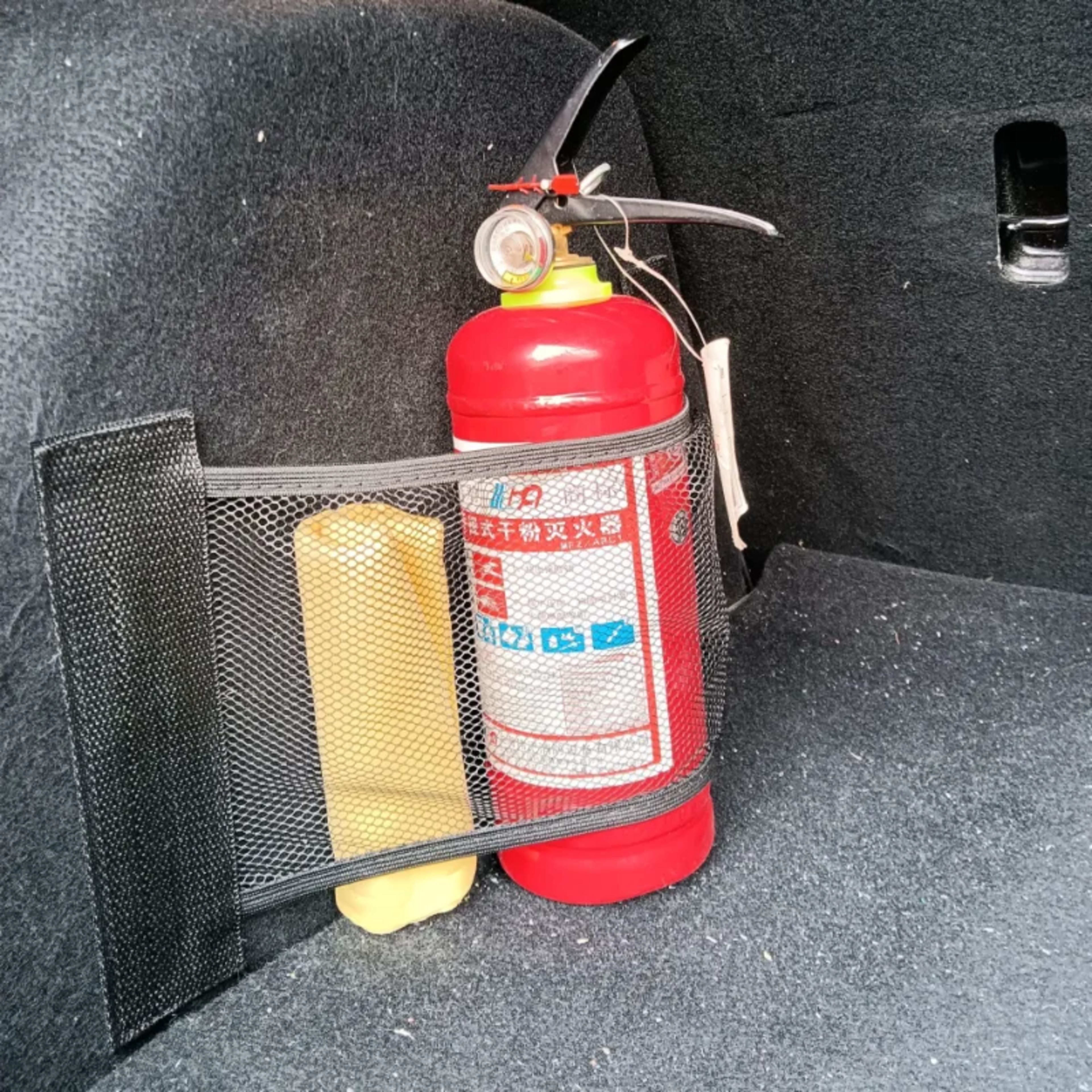 Auto Accessories Car Interior Organizer Car Trunk Elastic Mesh Fixed Straps  Extinguisher Storage Net Bag Seat Back Fixi 1
