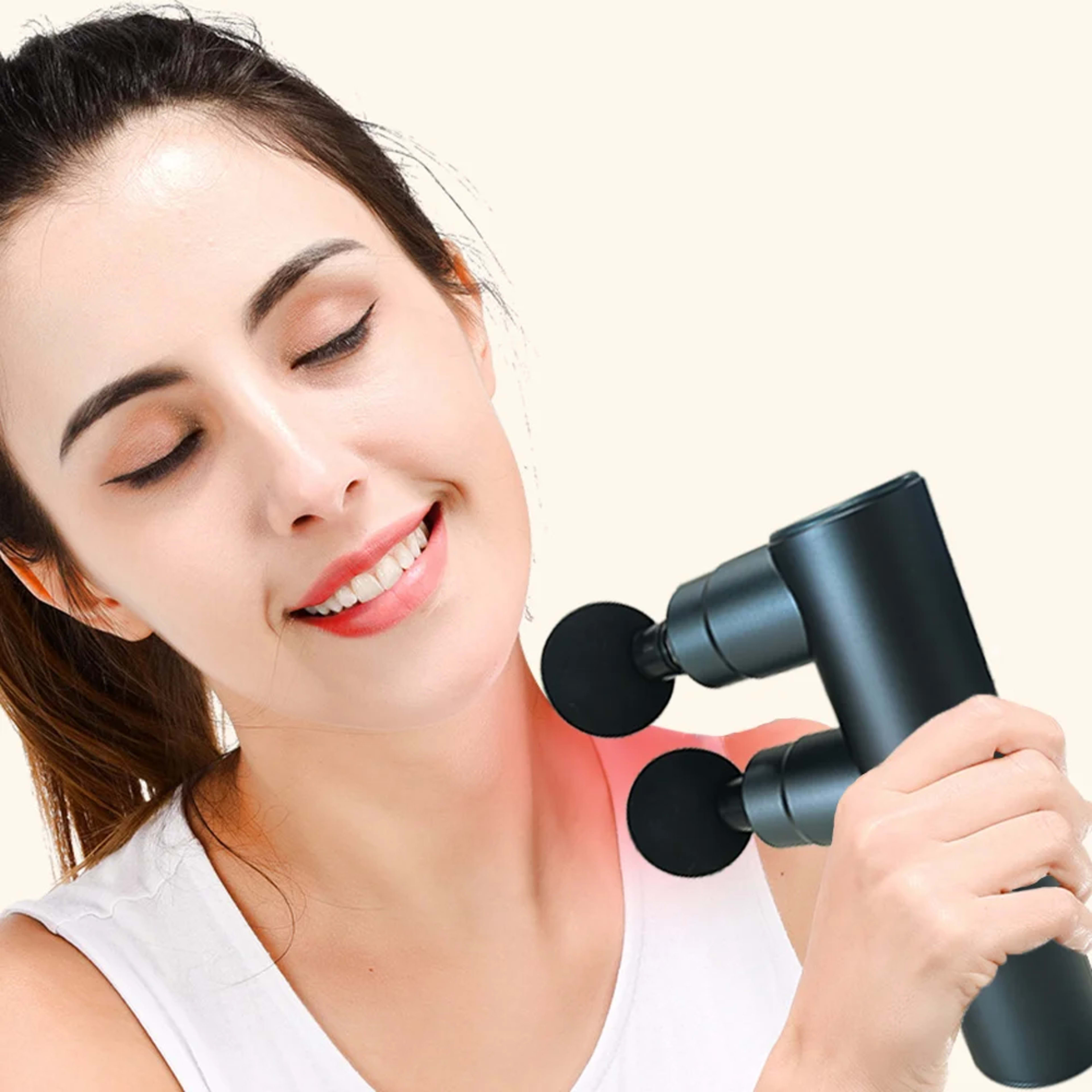Muscle Electric Massage Gun USB Charging High Frequency Double Head Body Relax Portable Massage Gun with Bag for Sports  4