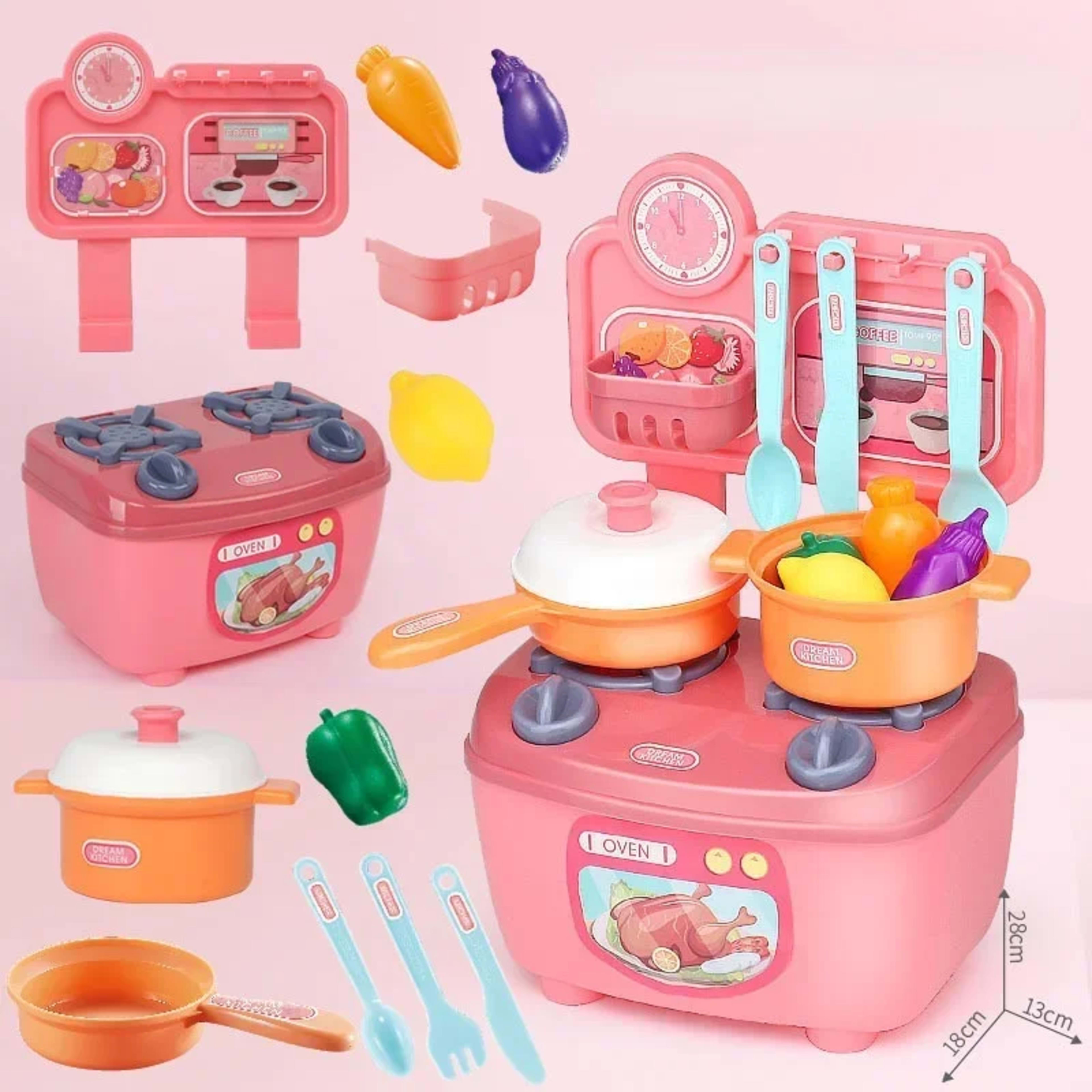 Kitchen Toys Imitated Chef Light Music Pretend Cooking Food Play Dinnerware Set Safe Cute Children Girl Toy Gift Fun Gam 2