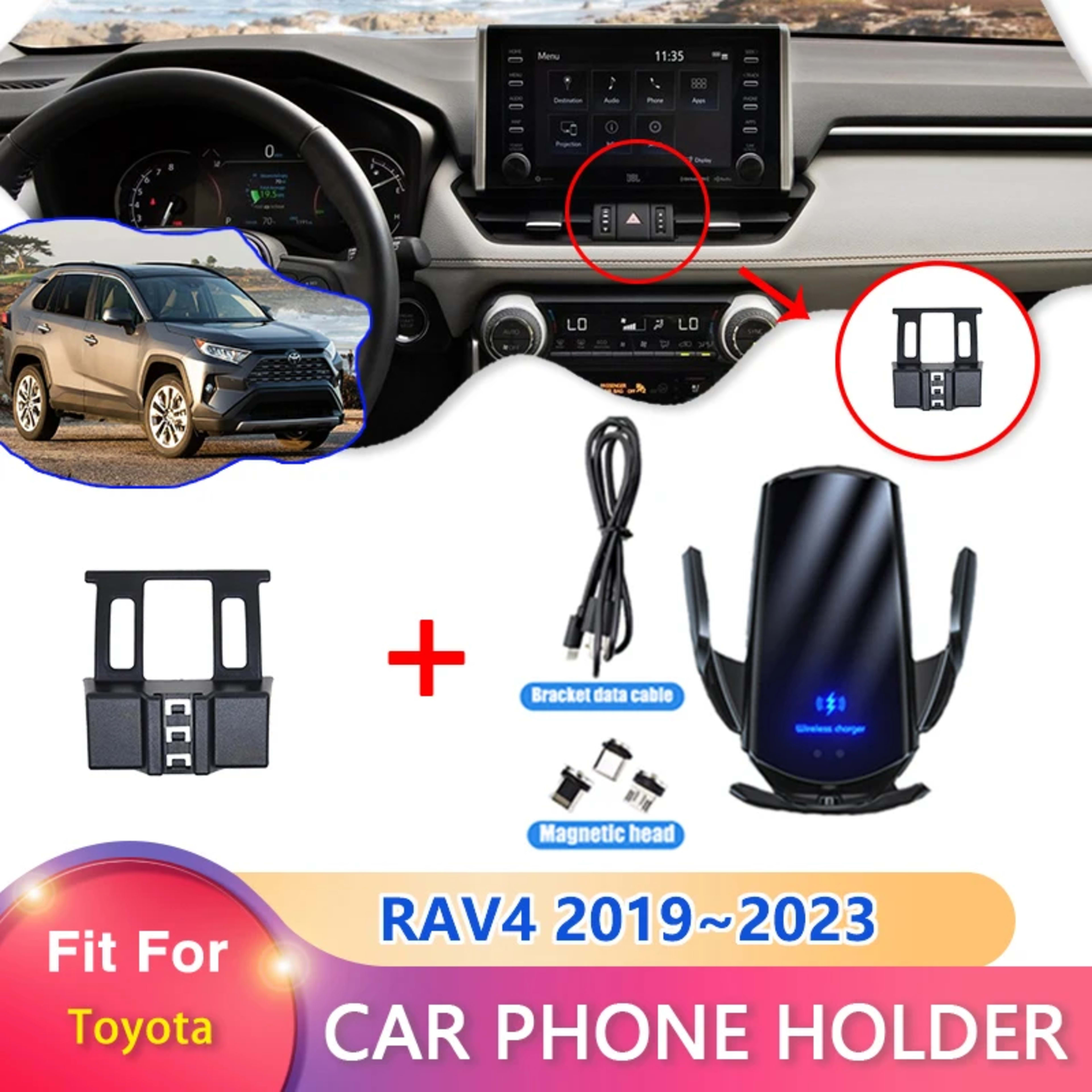 Car Mobile Phone Holder for Toyota RAV4 XA50 Accessories 2022 2019~2023 Telephone Bracket Rotatable Support for IPhone S 1