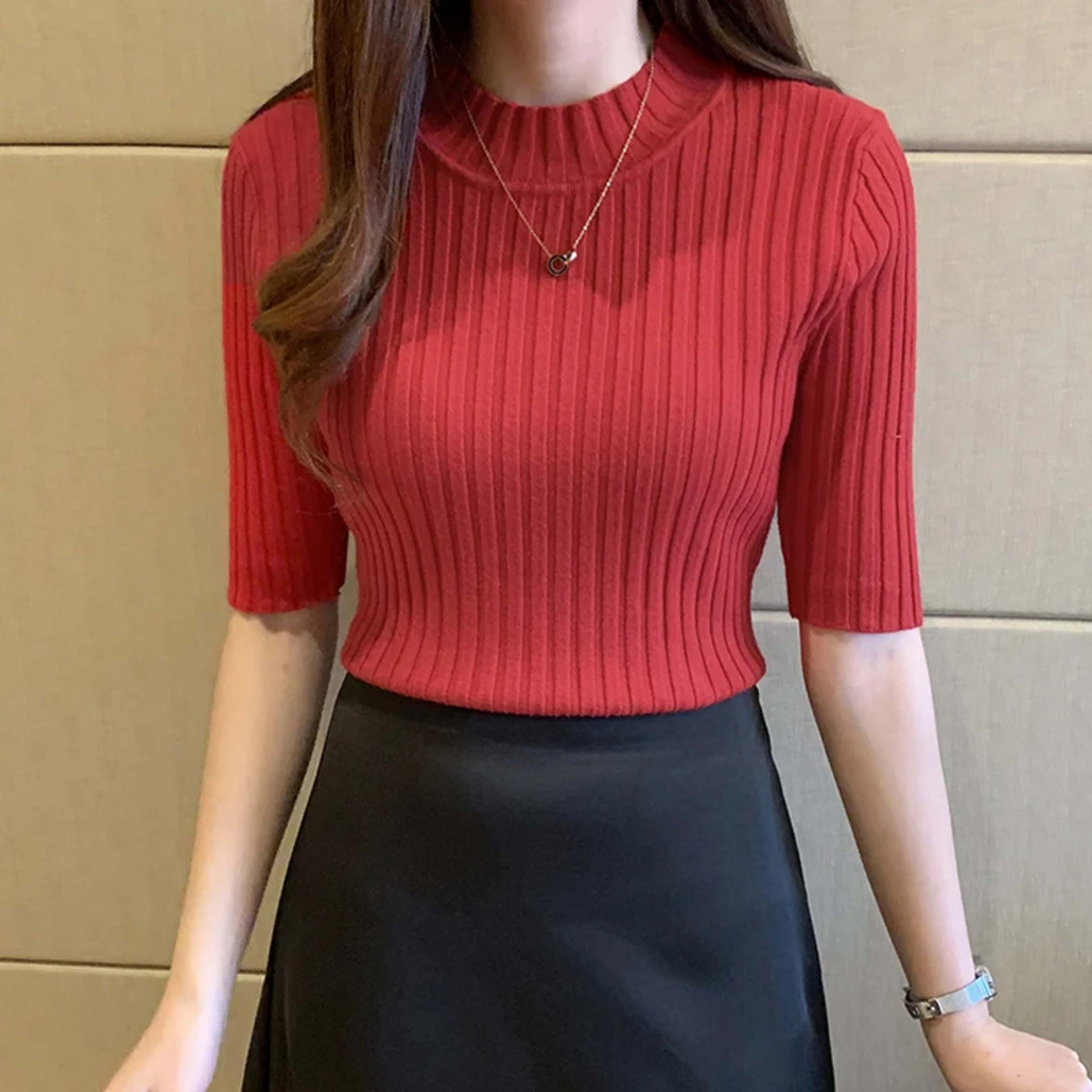 Blusas Mujer Blouses Top FemmeTops Women Blusas Mujer De Moda 2024 Verano Short Sleeve Knit Blouse Women Knitted Pullove 10