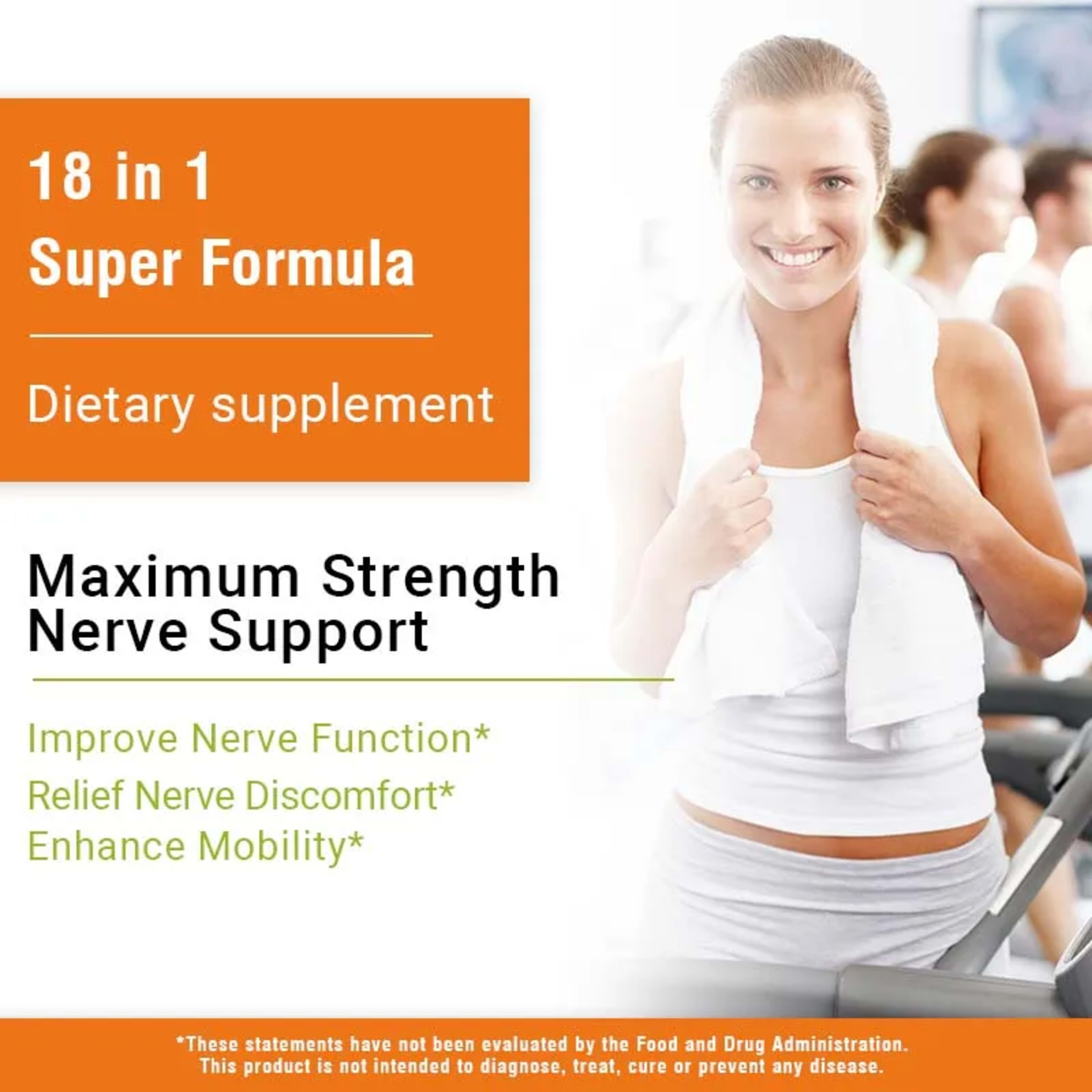 Neuropathy Support Supplement 600mg - Antioxidant, Promotes Nerve Health, Cellular Energy, Metabolism and Anti-aging, No 6