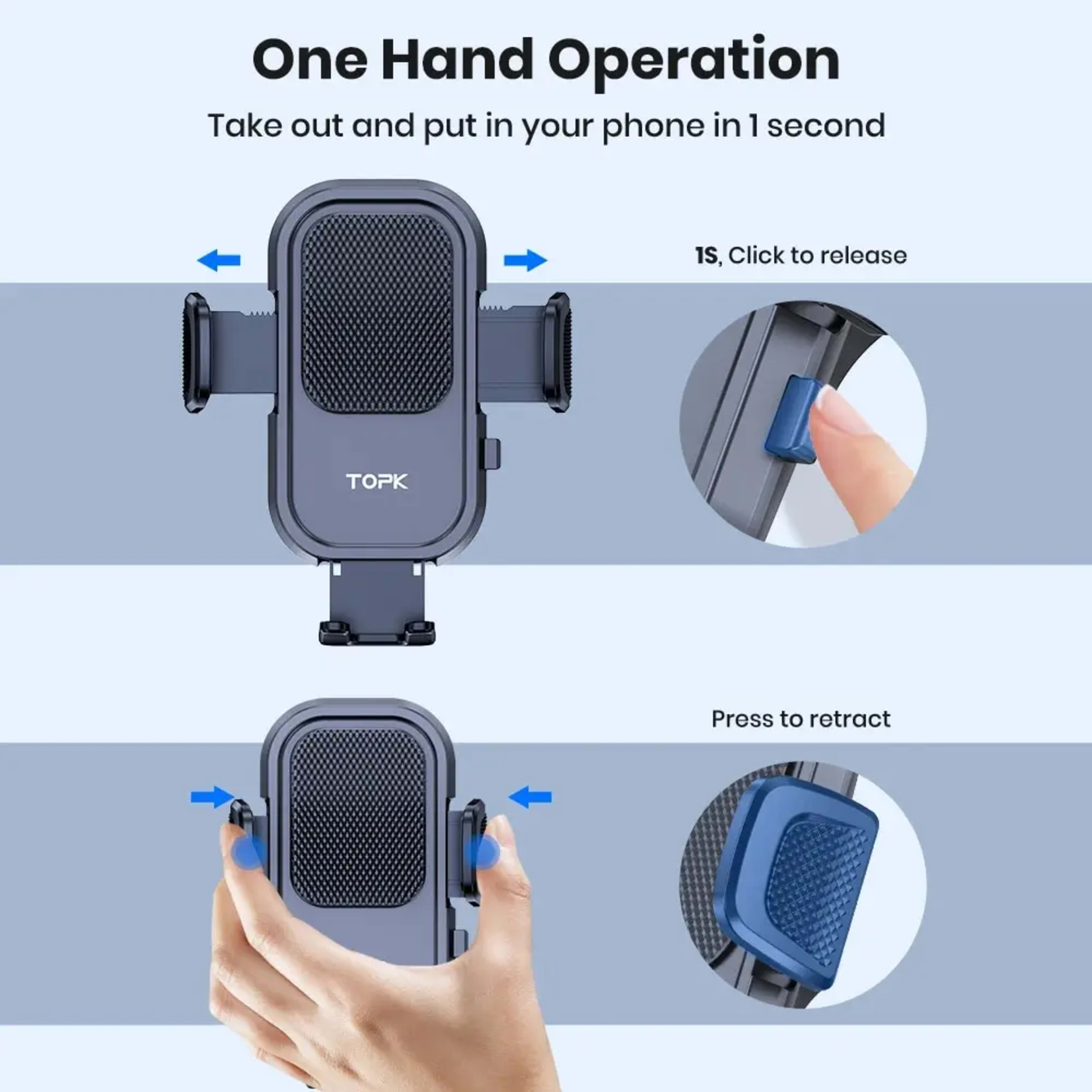 TOPK Car Phone Holder Mount for IPhone[Powerful Suction] Phone Mount for Car Dashboard Car Accessories Automobile for Sm 2