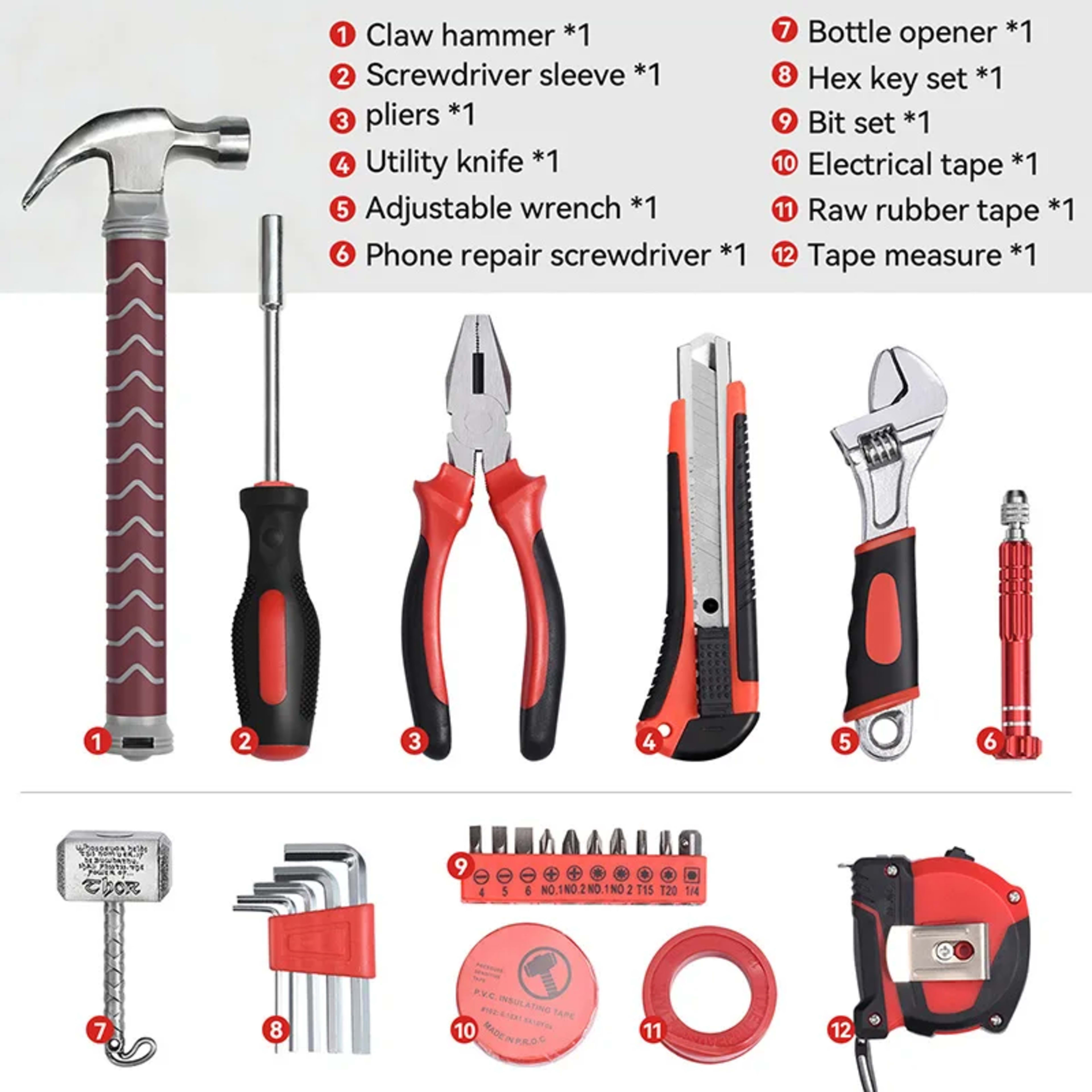 12-in-1 Hammer-Shaped Multi-Function Tool Kit – Portable DIY Repair Set with Screwdriver, Wrench & Pliers for Home & Car 3