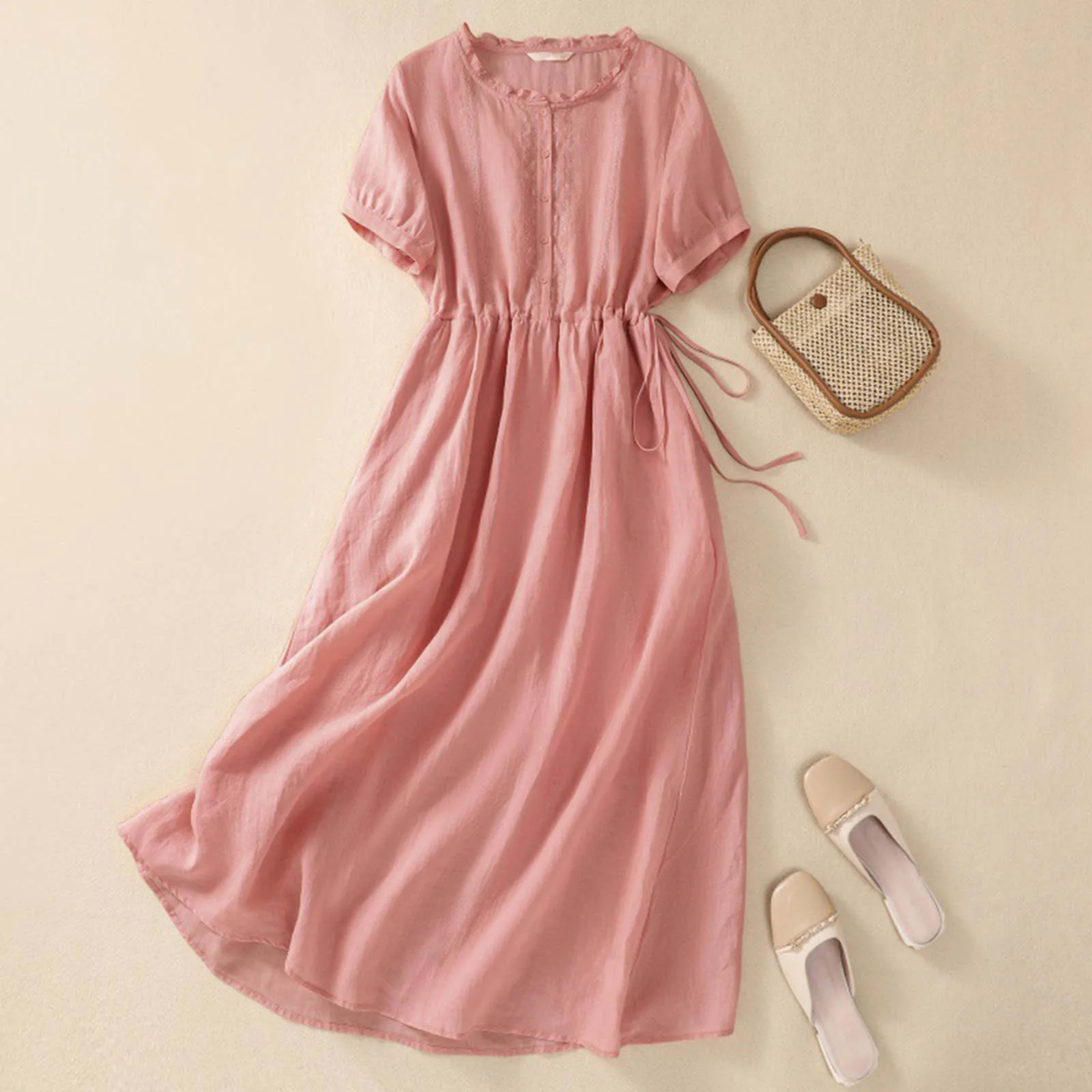 Women'S Elegant Dresses Outfits Womens New Cotton And Art Commuting Simple And Solid Color Light Vestidos En Oferta Liqu 4