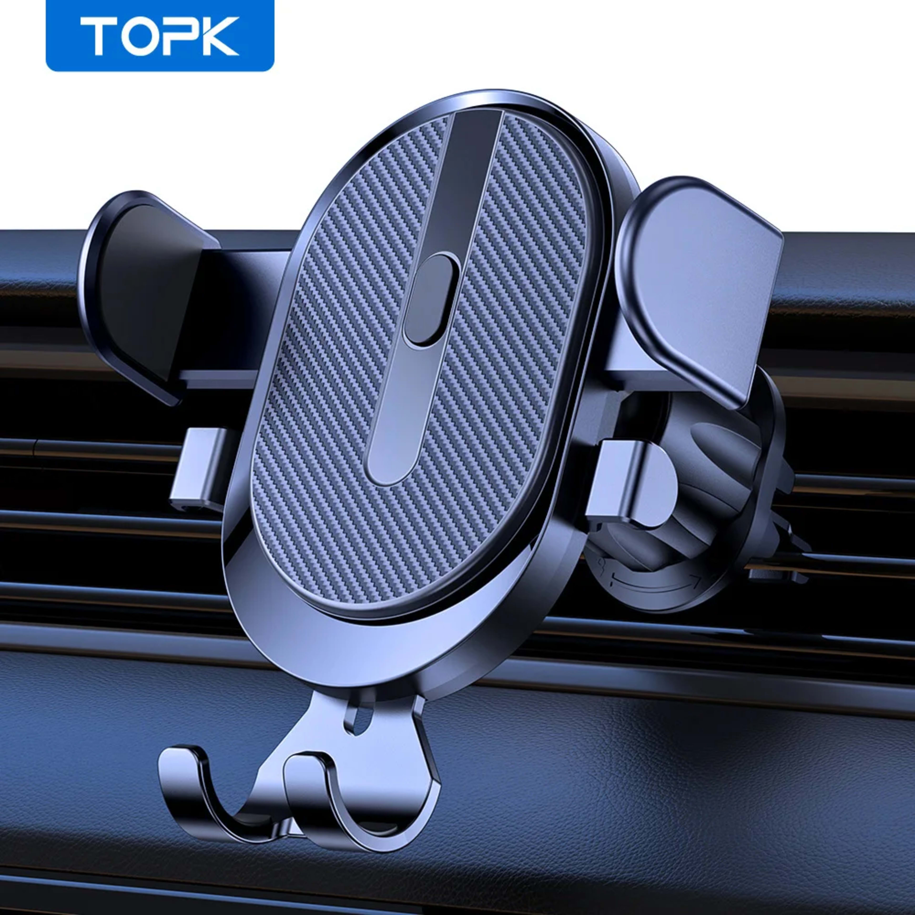 Car Phone Holder Mount, TOPK 2023 Upgrade Auto Locking Universal Phone Holder with Hook Clip for Car Air Vent for iPhone 1