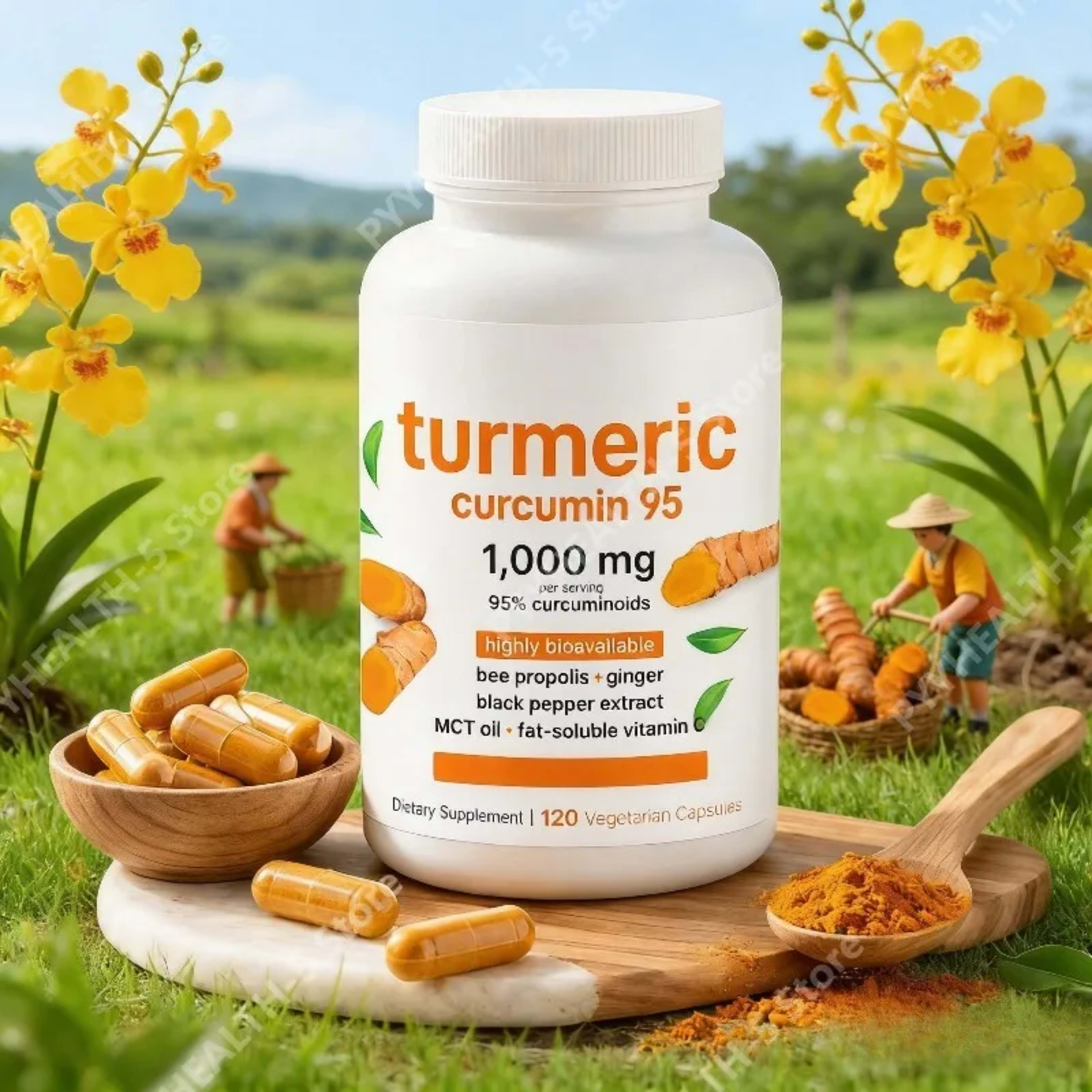 Turmeric Curcumin Supplement 1,000mg–95% Curcuminoids with Black Pepper & Ginger–Supports Joint & Antioxidant Health 120 1