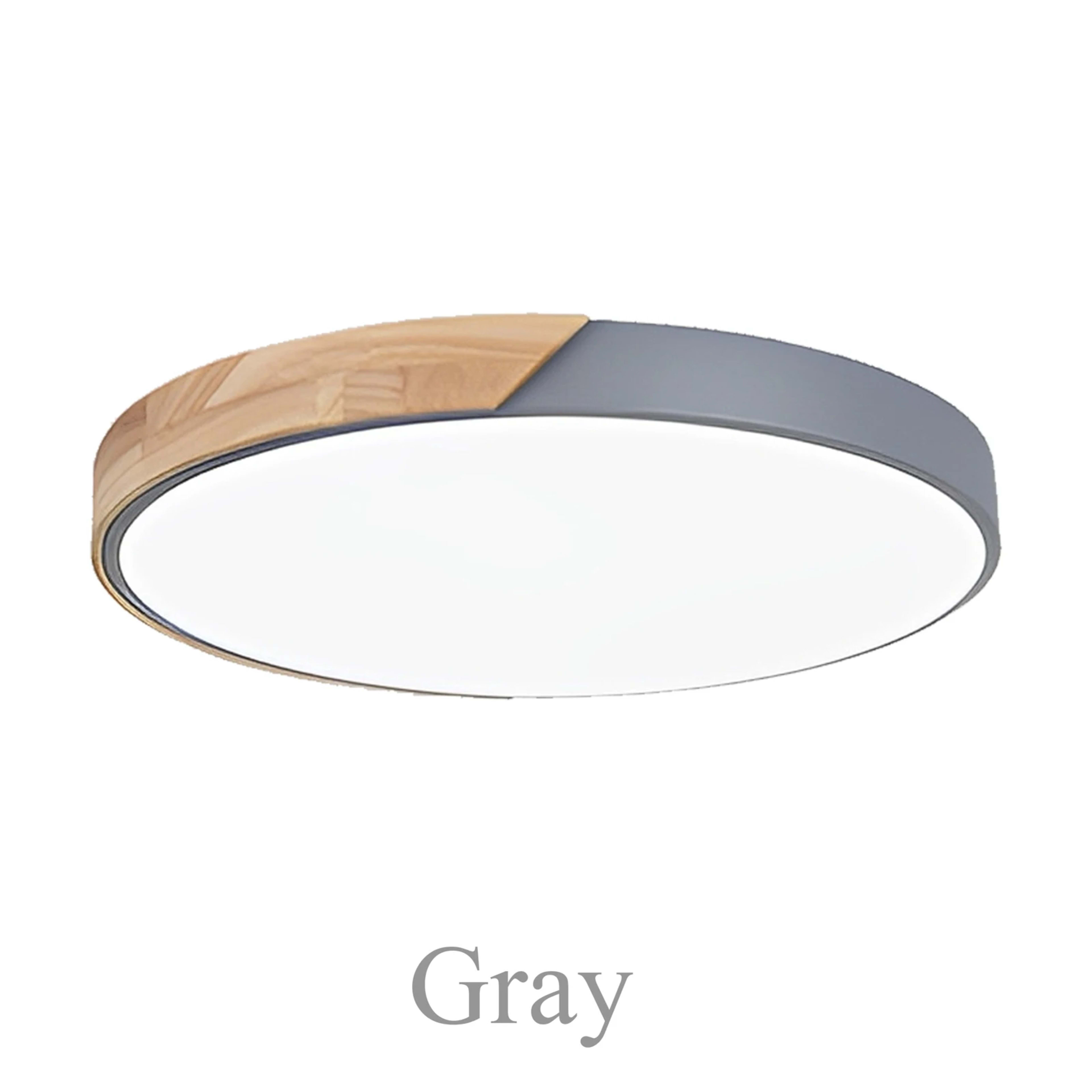 LED Ceiling Light 12W Modern Round Macaron Wooden Ceiling Lamp Indoor Bedroom Living Room Lighting Fixture Surface Mount