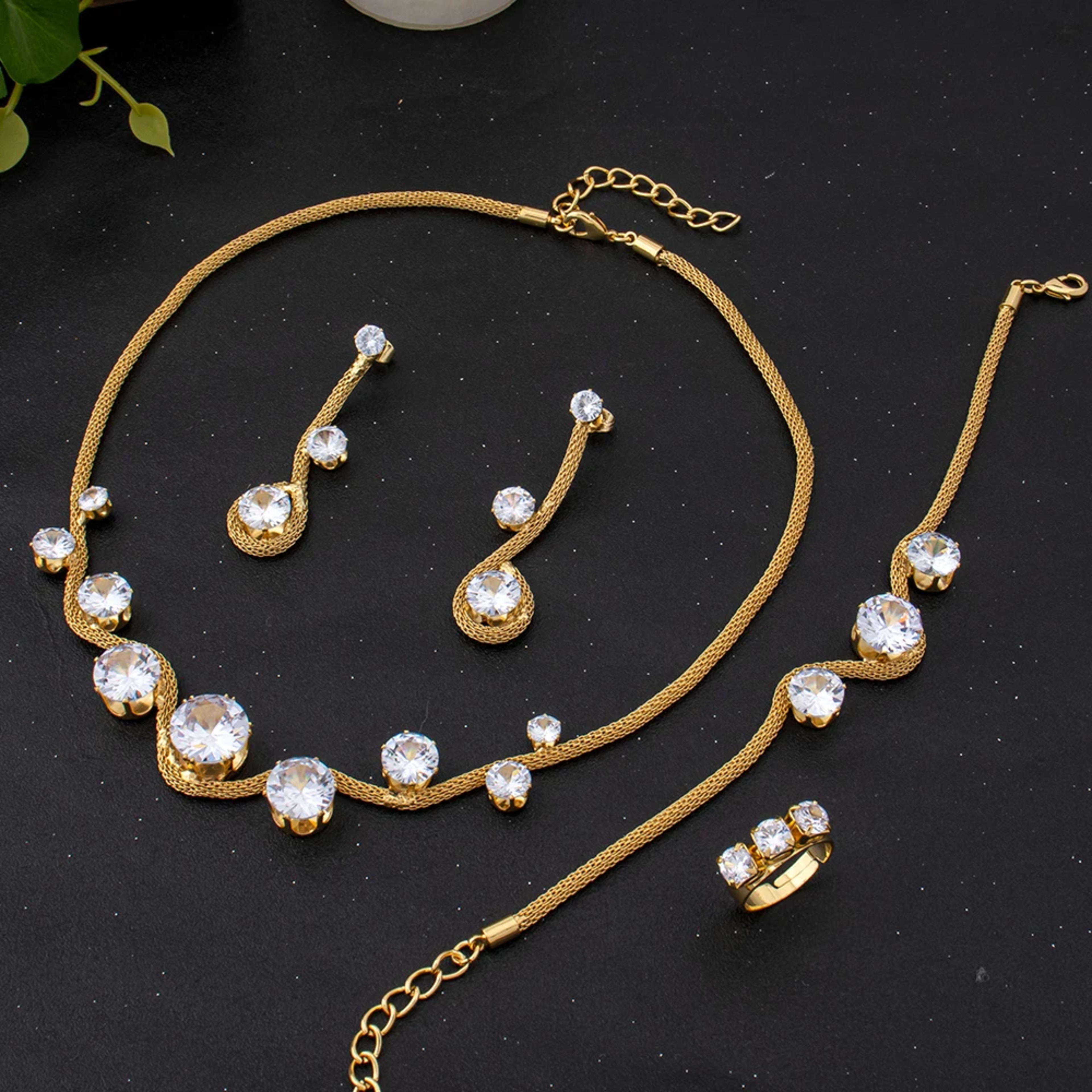 Jewelry For Women 2025 Brilliant Cubic Zircon Necklace Earrings Ring and Bracelet Wedding Bridal Jewelry Sets Dress Acce 14