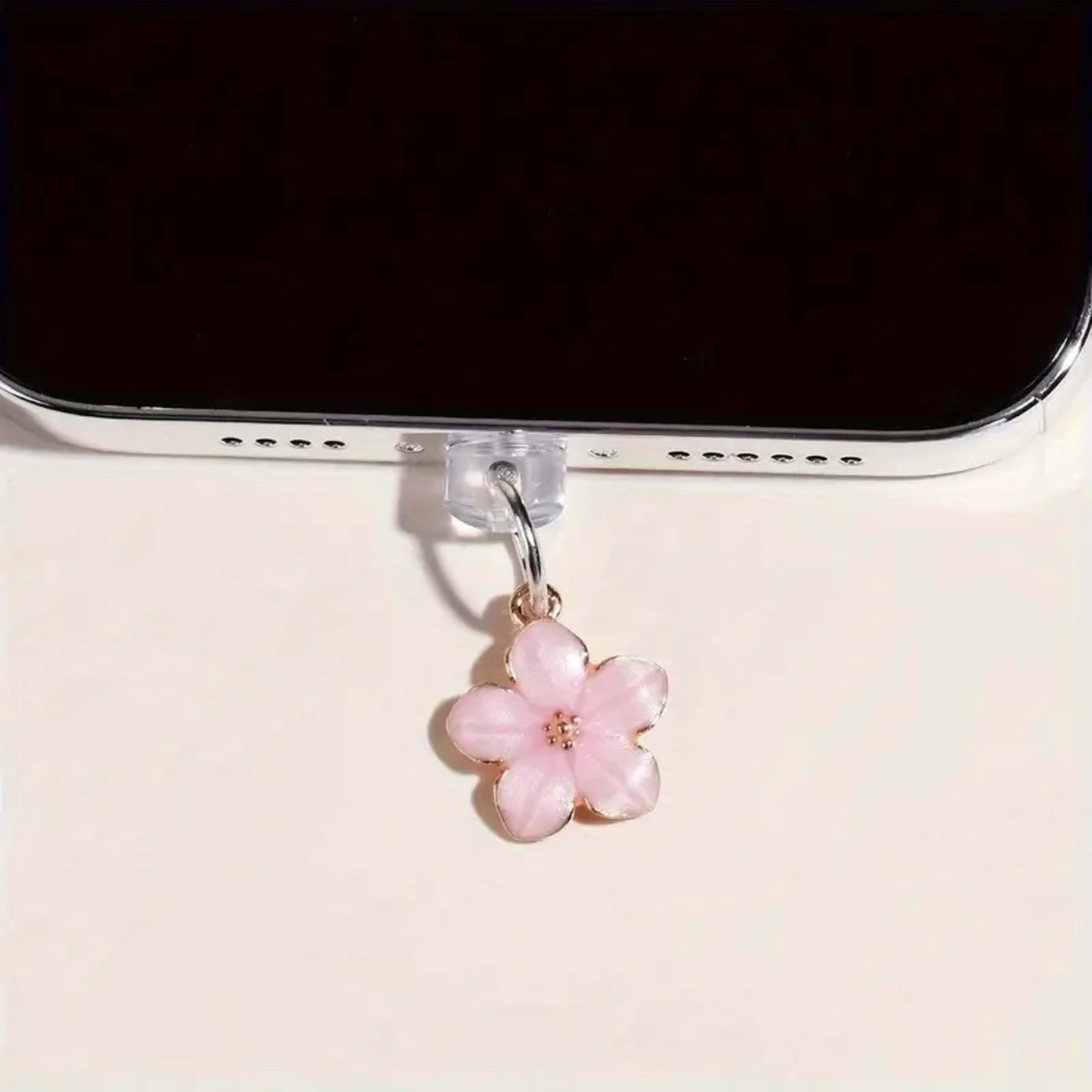 1pcs Simple Flowers Phone Dust plug Accessories Decoration Hanging Pendant for iPhone for Samsung Type-C Charging Port 5