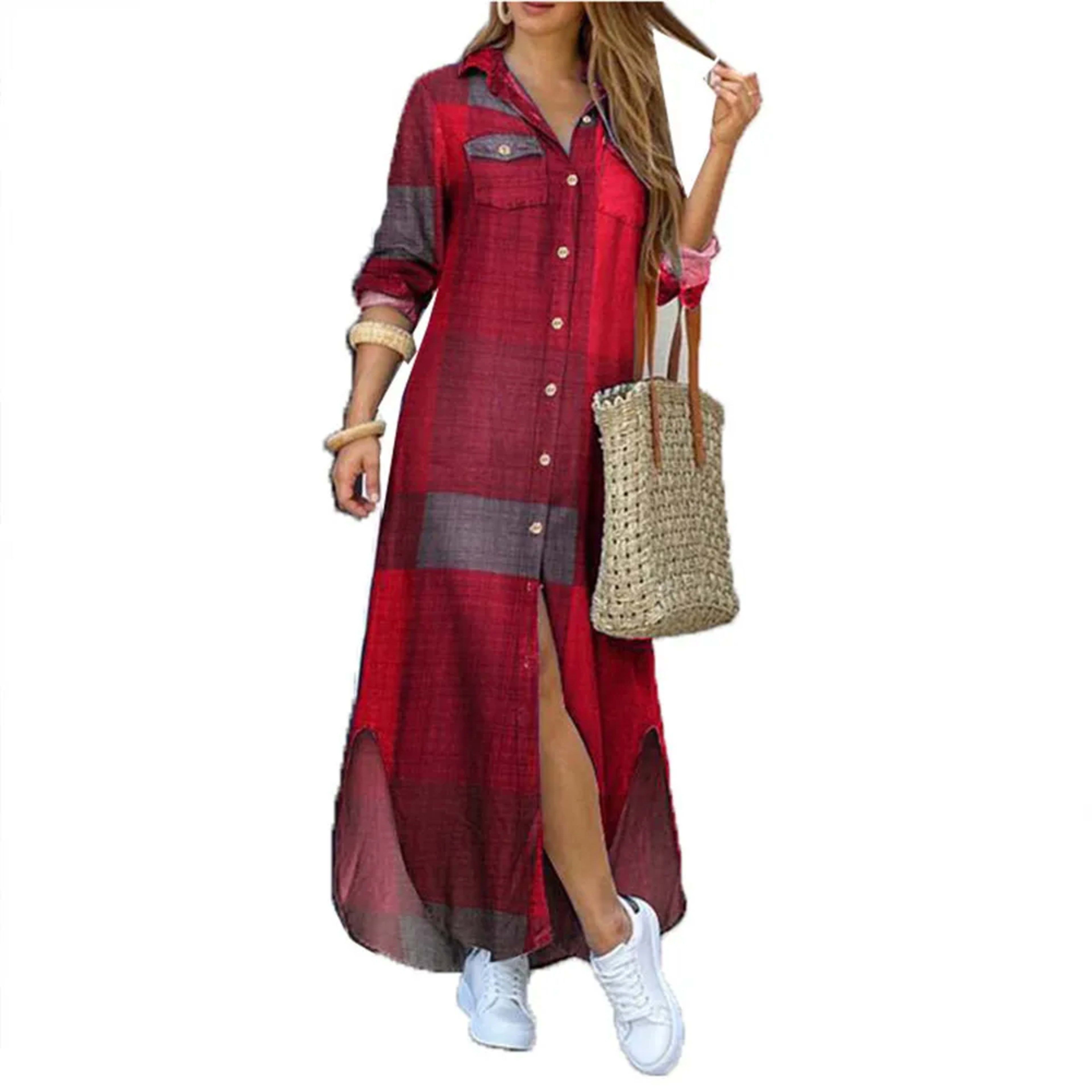 Women Dresses 2026 new fashion sexy single-breasted long dress loose lapel spring autumn women's clothing vestidoes 17