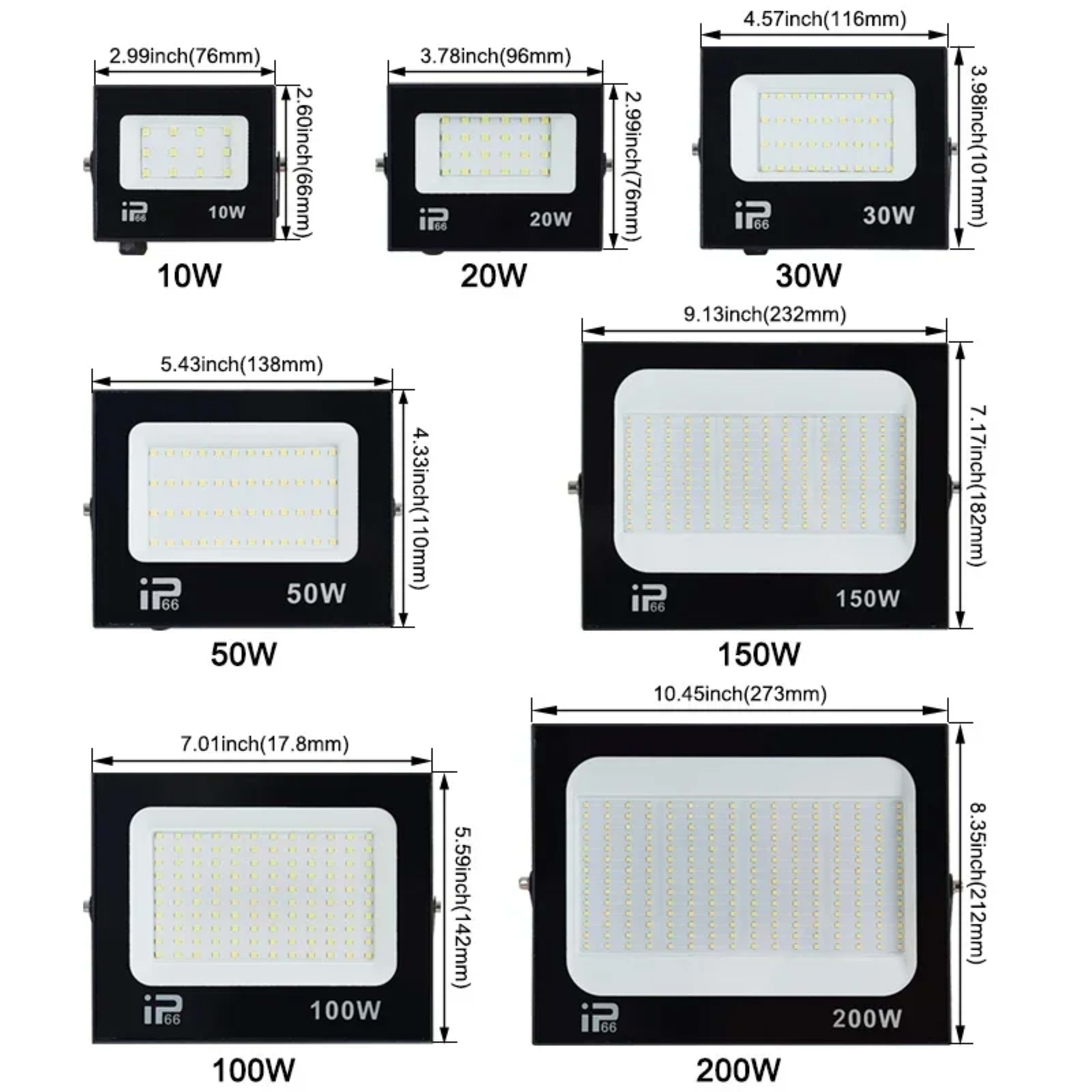 LED Flood Light Spotlight 100W 150W 200W Outdoor Lighting 6500K Waterproof Garage Gym Street Gate Wall Lamps Floodlights 2
