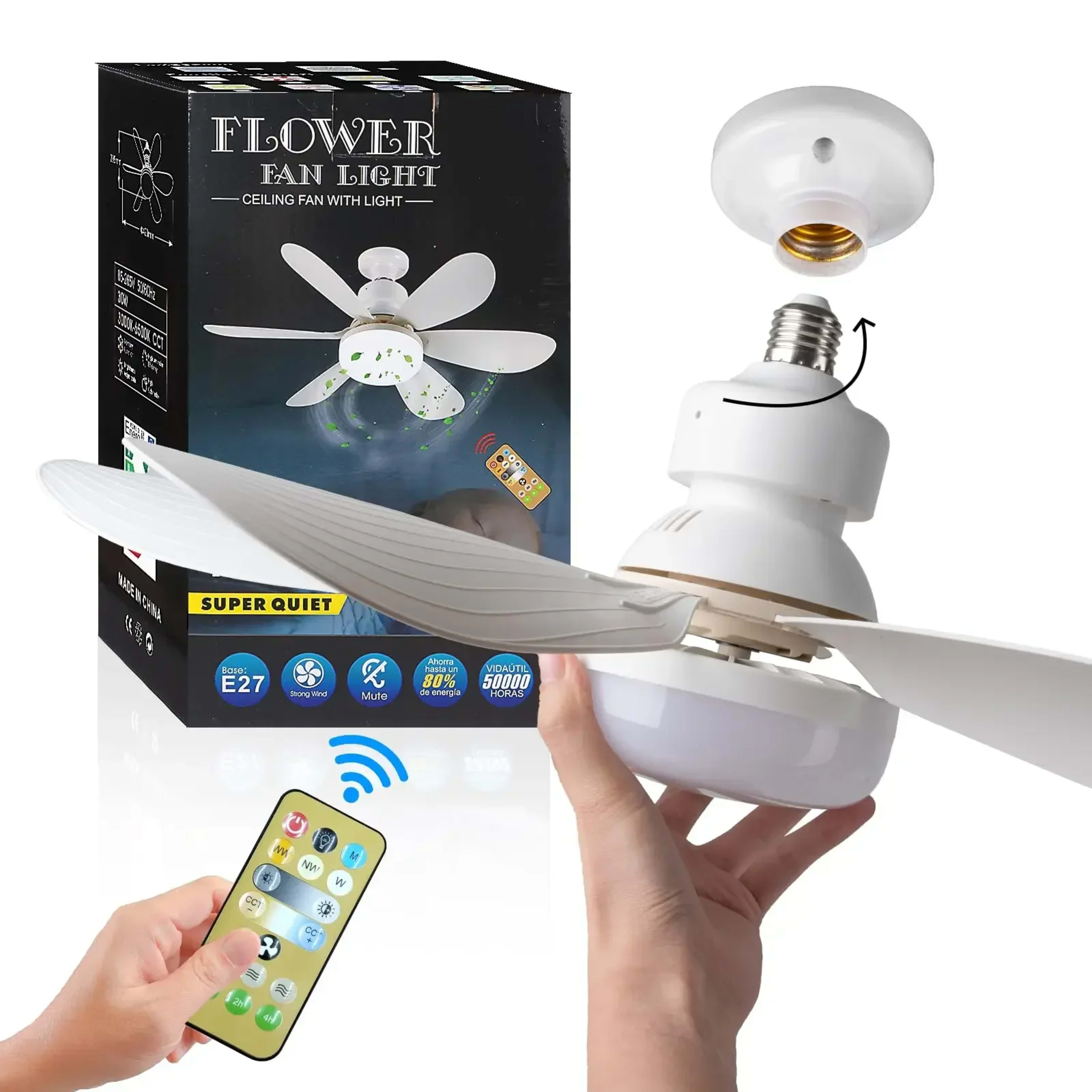 LED 40W ceiling fan light E27 with remote control for dimming, suitable for living room, study, household use, 85-265V 4