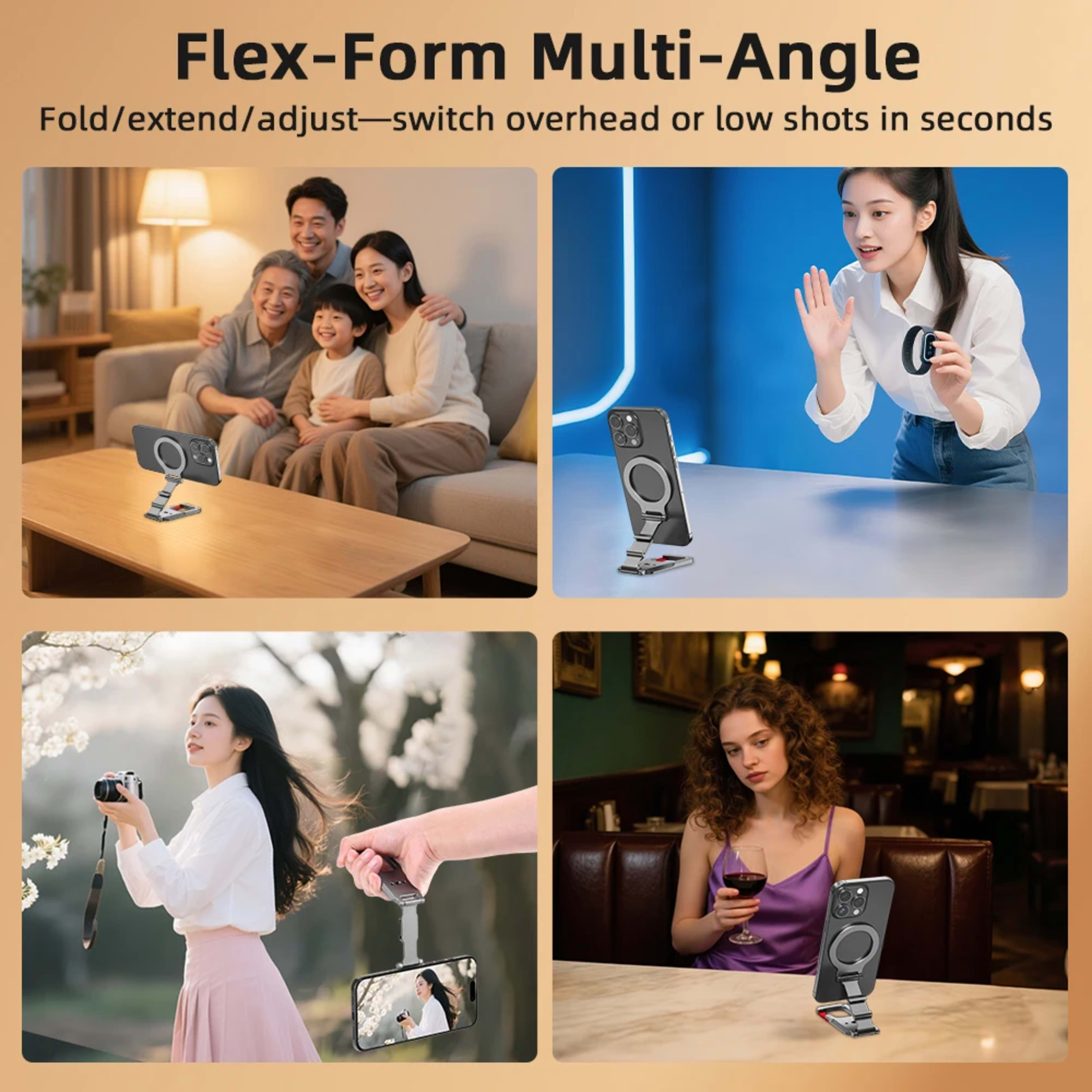 Flymile Magnetic Phone Holder Carabiner Mount for iphone 17 16 15 14 Accessories Handle Tripod Adapter Compatible with M 3