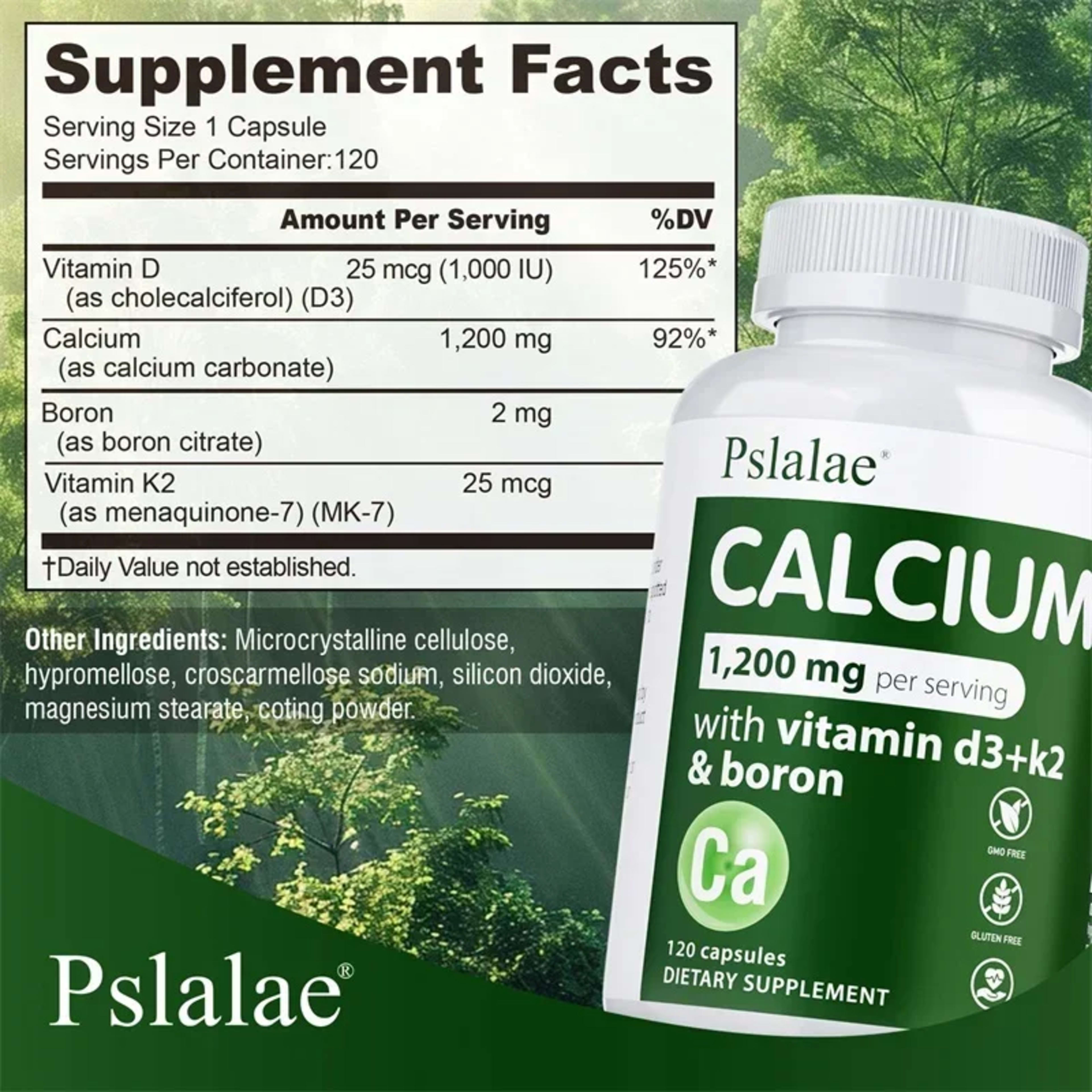 Calcium Supplement - Promotes Calcium Absorption, Boosts Energy, Strong Bones, Supports Heart & Muscle Health, Non-GMO 2