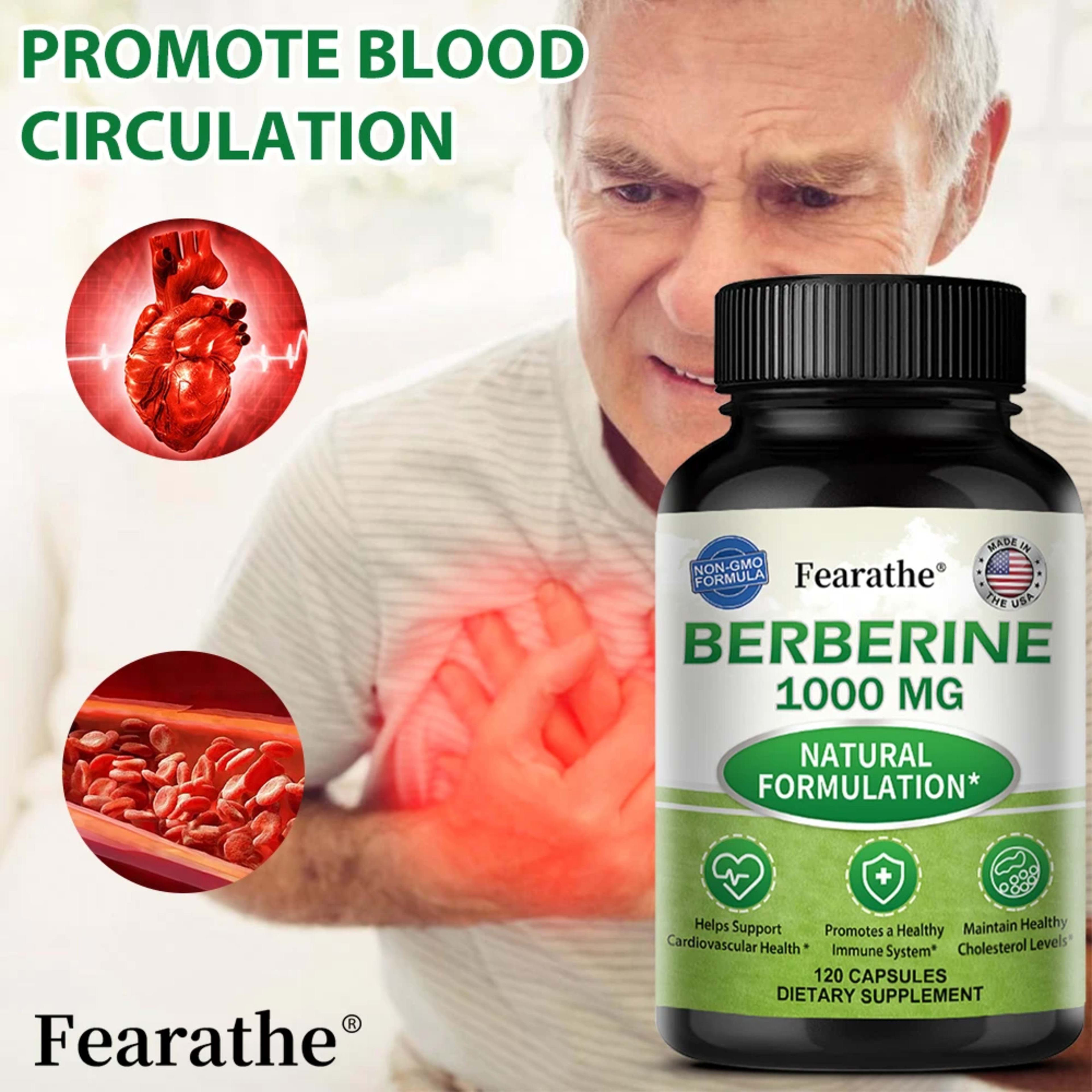Berberine 1000 Mg Supplement, Highly Absorbed, Supports Cardiovascular Health, Regulates Gut Flora Balance, Improves Dig 1