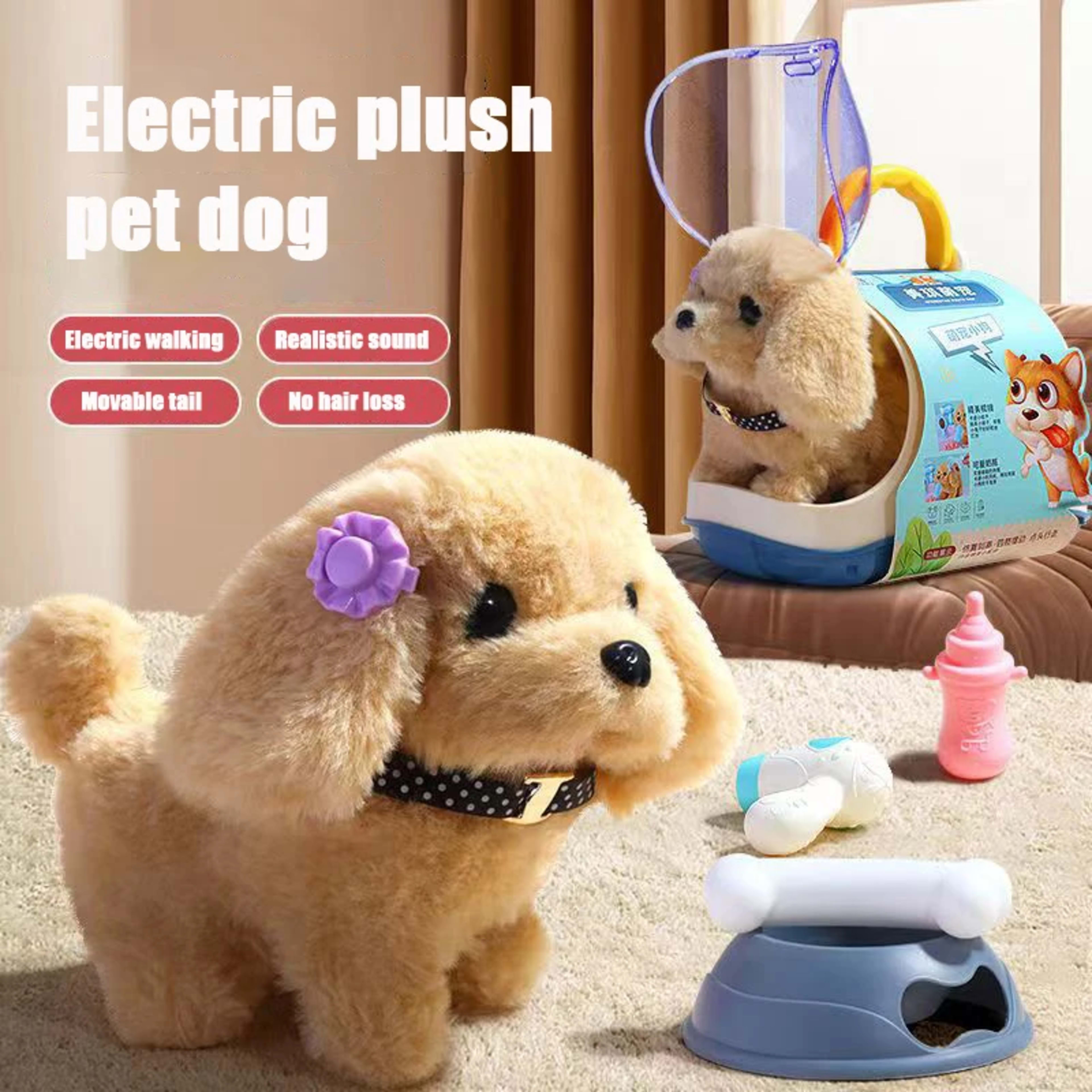New Electronic Pet Dog Toy Walking Interactive Dog Plush Doll Toys Vibrating Automatic Moving Electric Puppy Gift For Ba 1