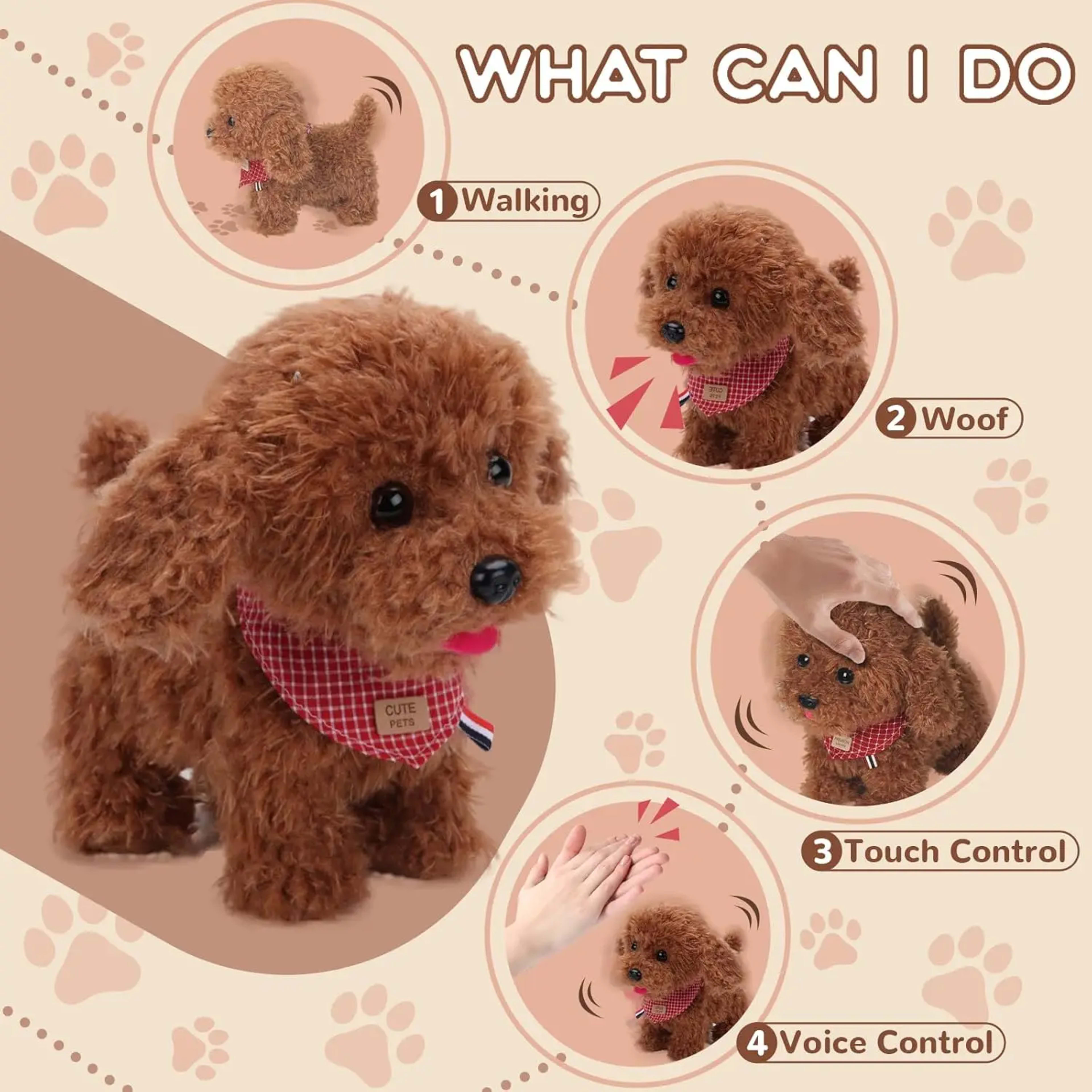 Interactive Electronic Puppy Toys for Kids, Walking Dog Toy with Leash, Remote Control, for Girls and Boys Aged 3+,birth 2