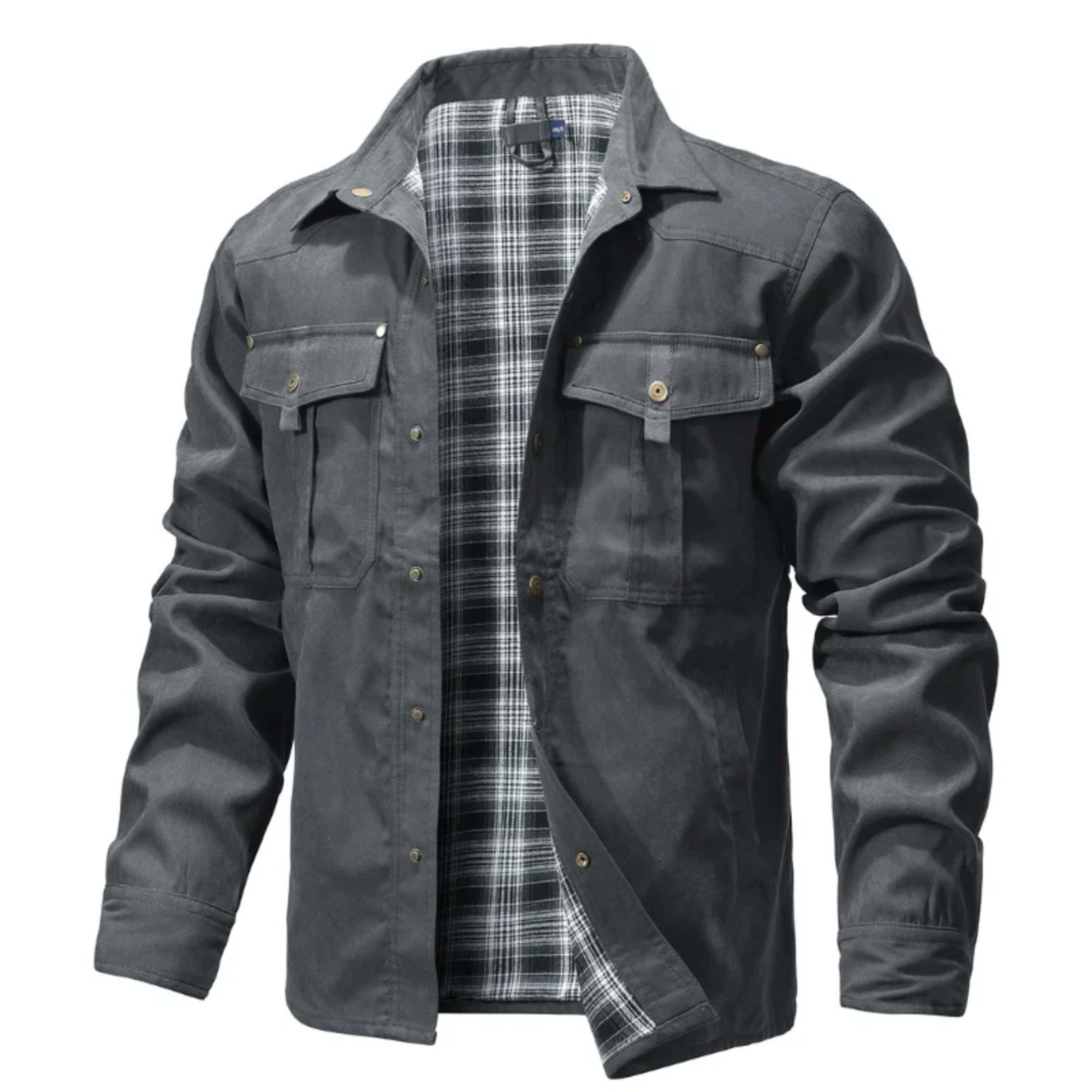 Men's Jackets Spring Flannel Lined Shirt Coat Shacket Casual Snap Button Overshirt Western Cowboy Style High Quality Top 2