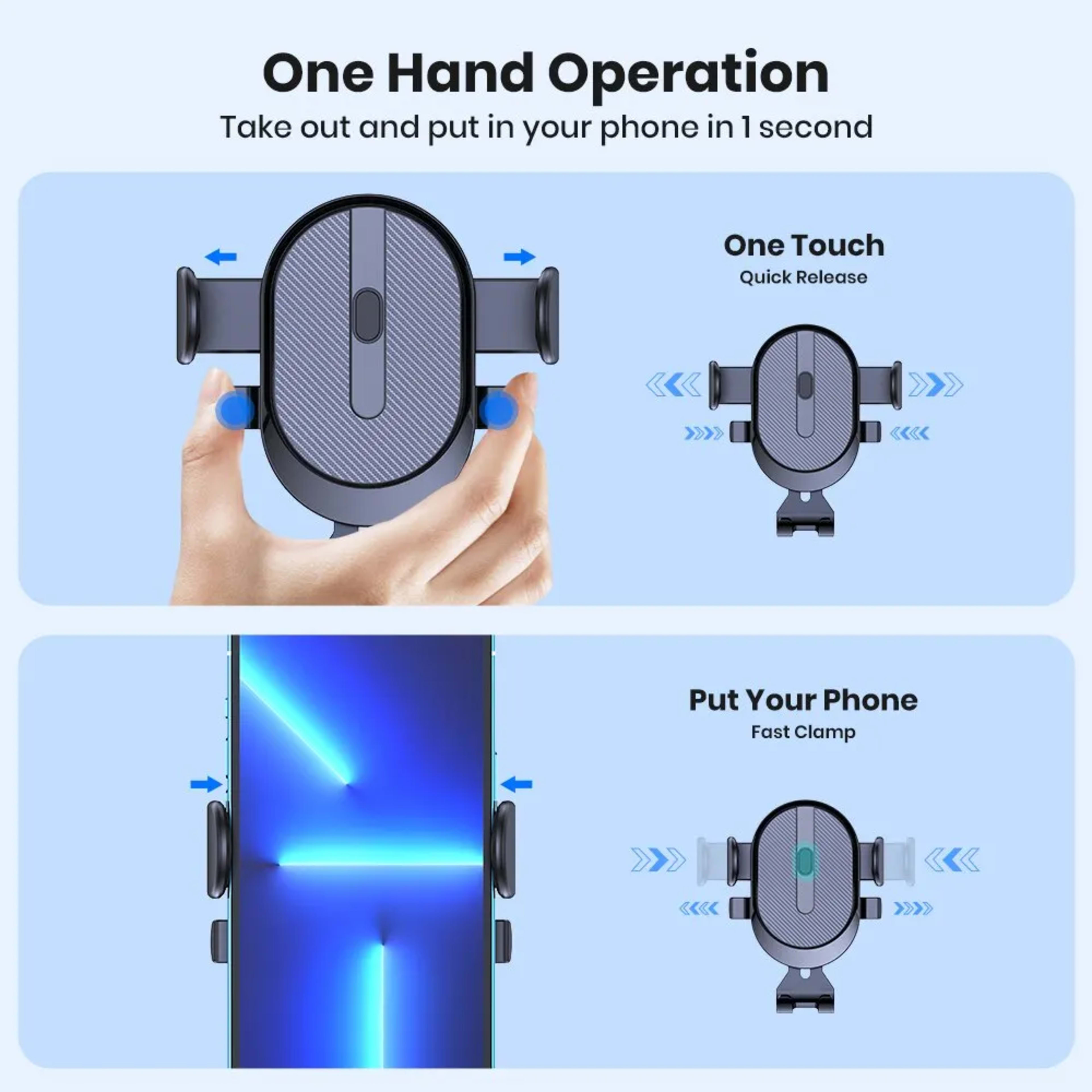 Car Phone Holder Mount, TOPK 2023 Upgrade Auto Locking Universal Phone Holder with Hook Clip for Car Air Vent for iPhone 5