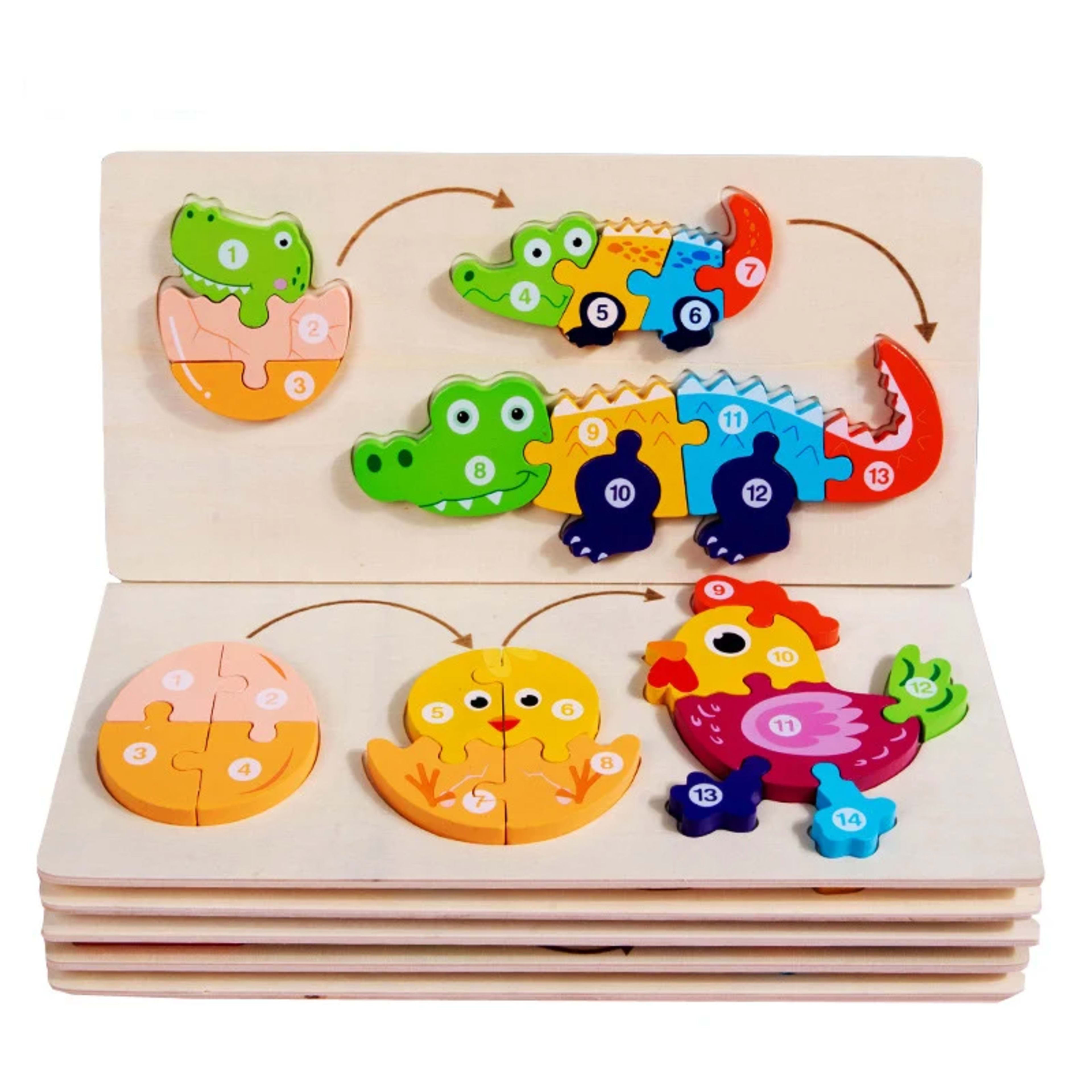 Baby Toy Wooden 3D Puzzle Toys Life cycle puzzle Cartoon Jigsaw For Children Baby Early Education Intelligence for Kids 1