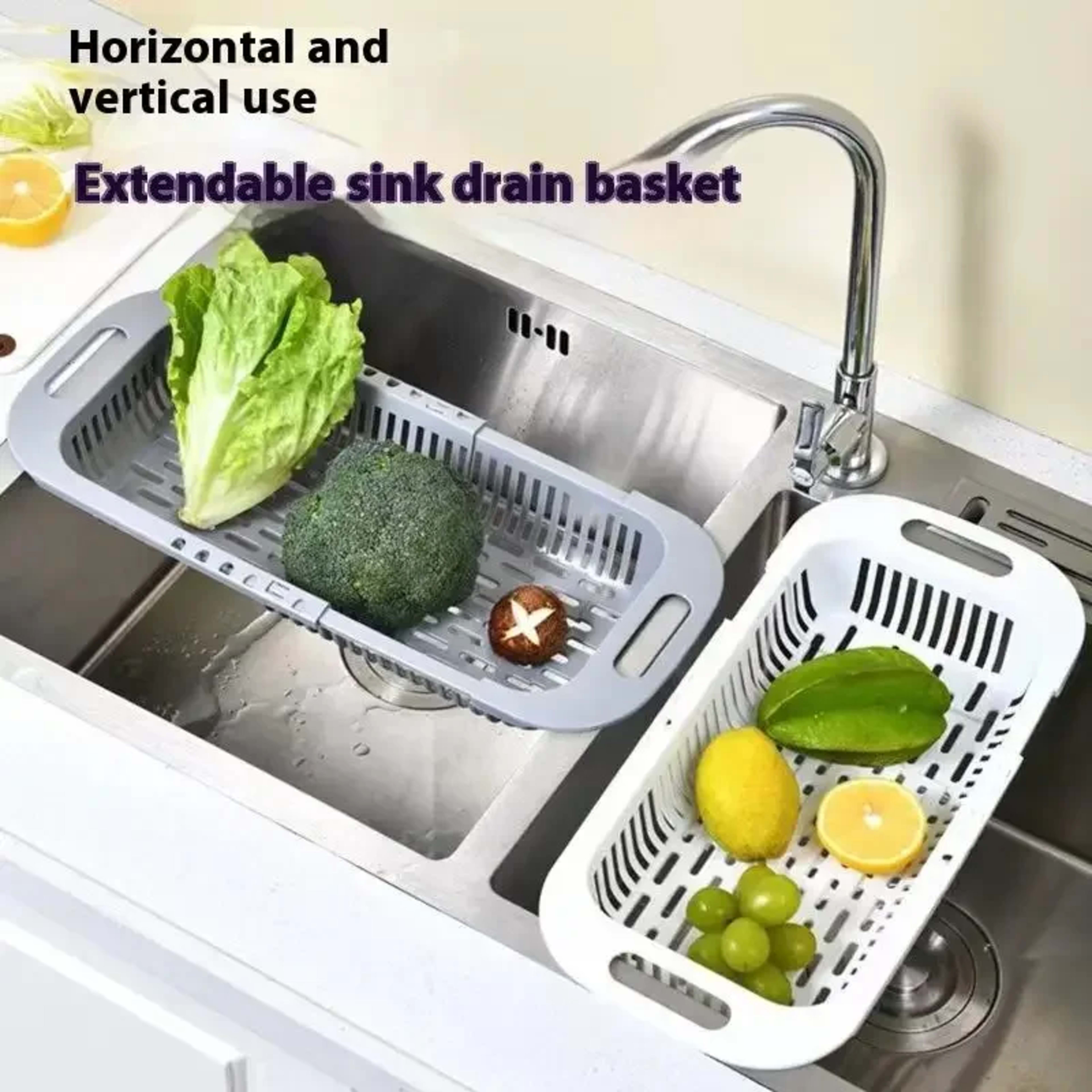 Kitchen Organizer Soap Sponge Holder Sink Rack Telescopic Drain Rack Adjustable Vegetable Drain Basket Kitchen Organizer 1