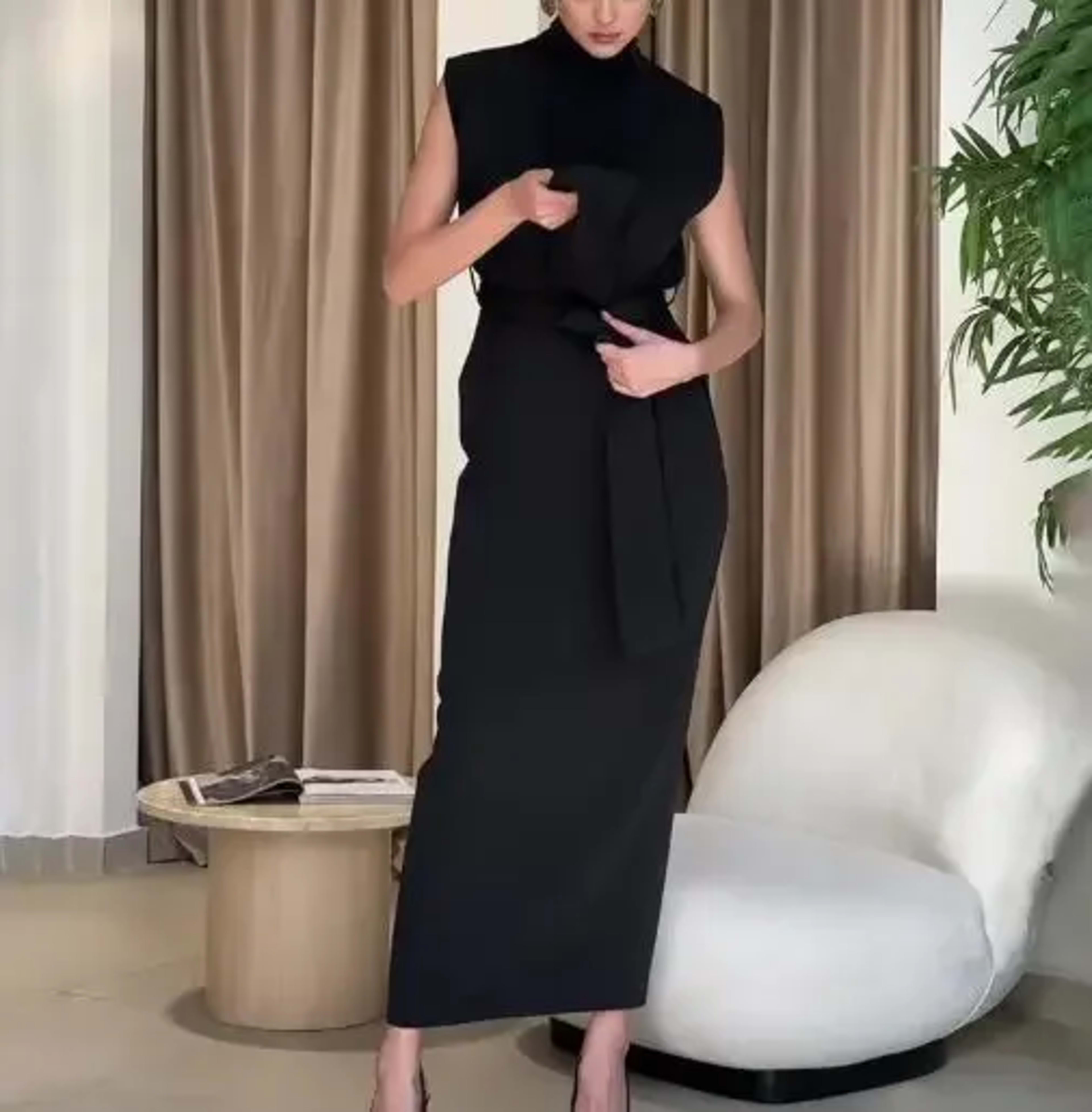 Women's Dresses Temperament Commuting Daily Clothes Fashion Round Neck Sleeveless Zipper Slimming Waist Split Dress Wome 4
