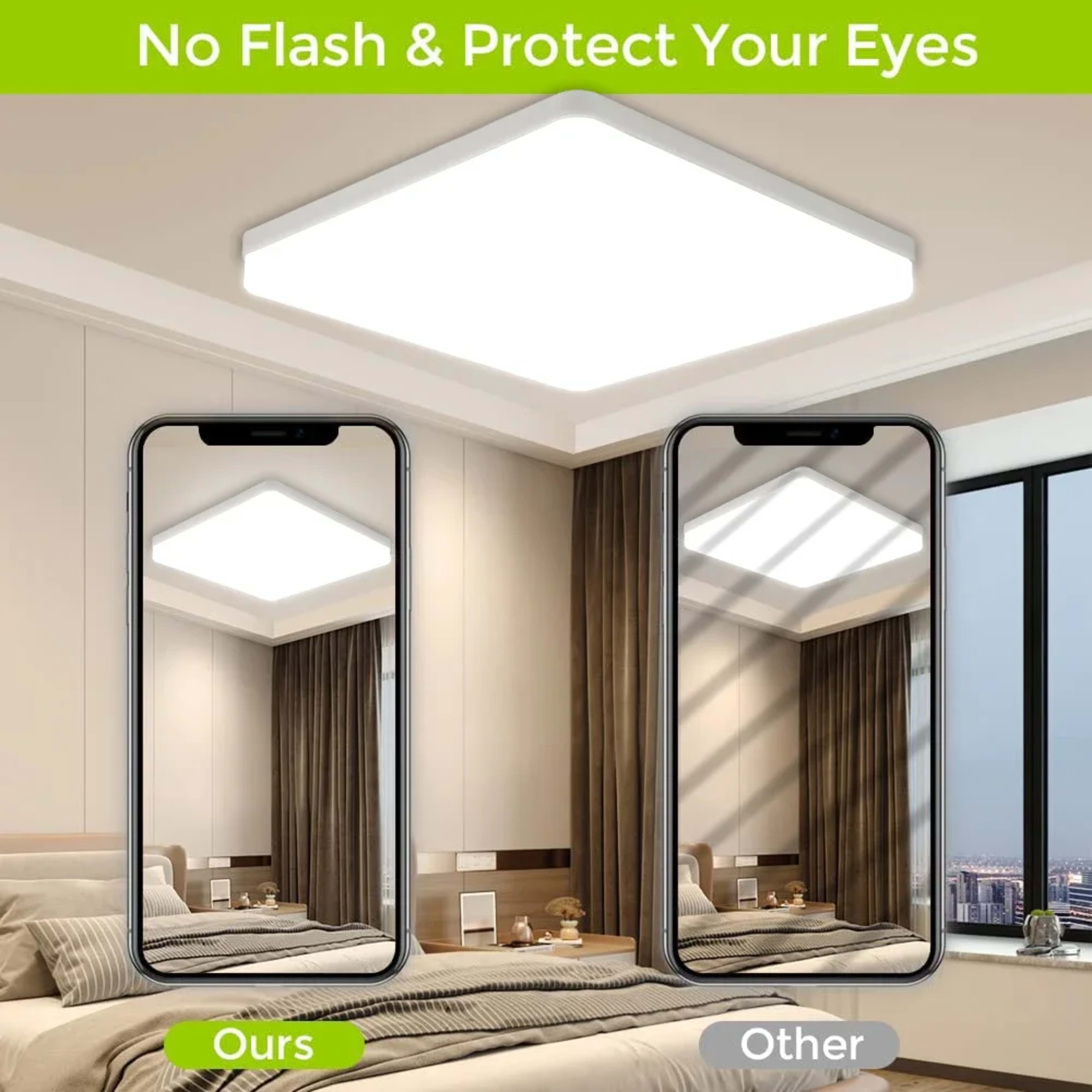 LED Ceiling Lamp 18-48W Flush Mount Fixture 3000K-6000K Daylight Modern Home Lighting for Bedroom  Living Room  Kitchen  3