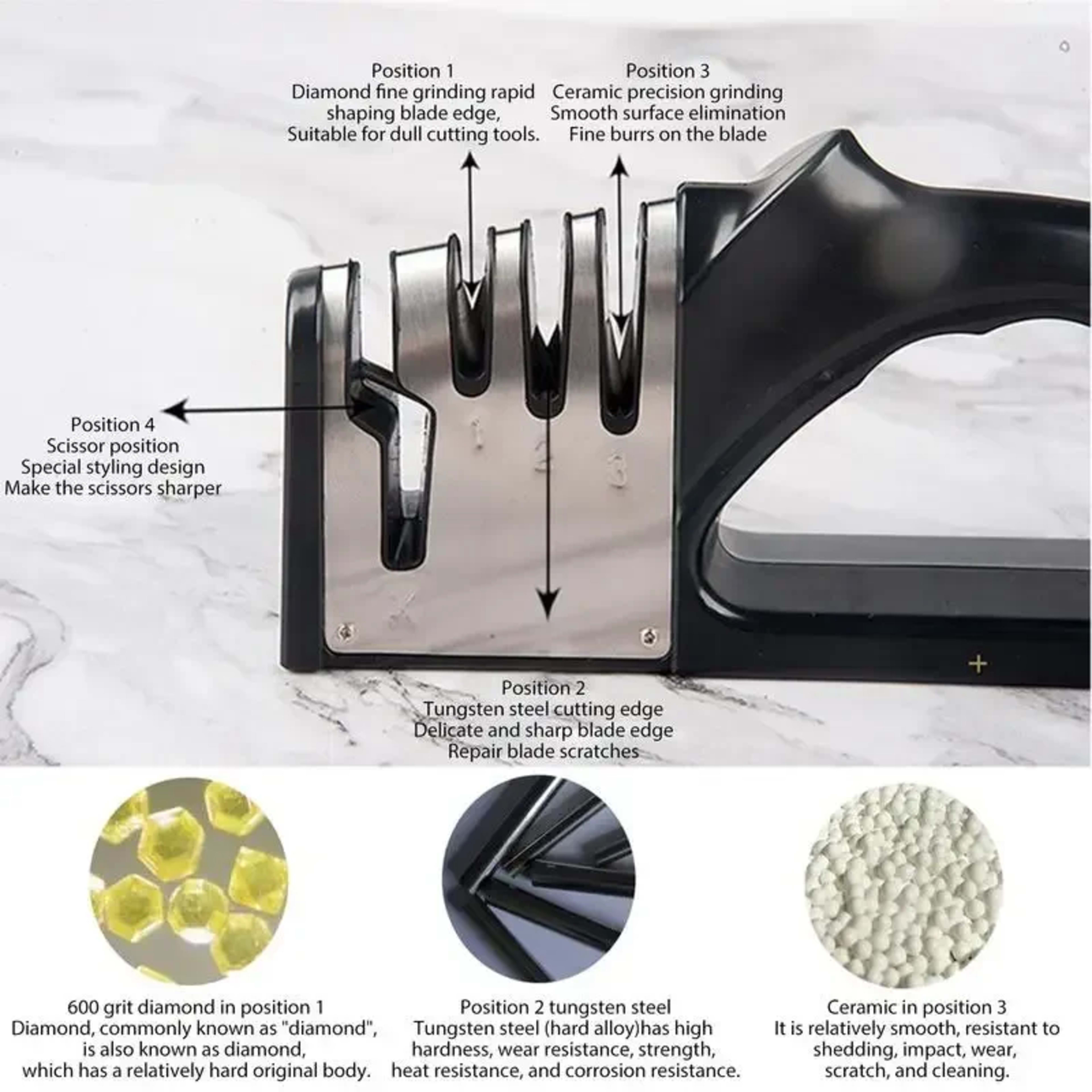 Kitchen 4 Segment Knife Sharpener Multifunctional Portable Non-slip Base Knife Sharpener Household Kitchen Gadgets Acces 3