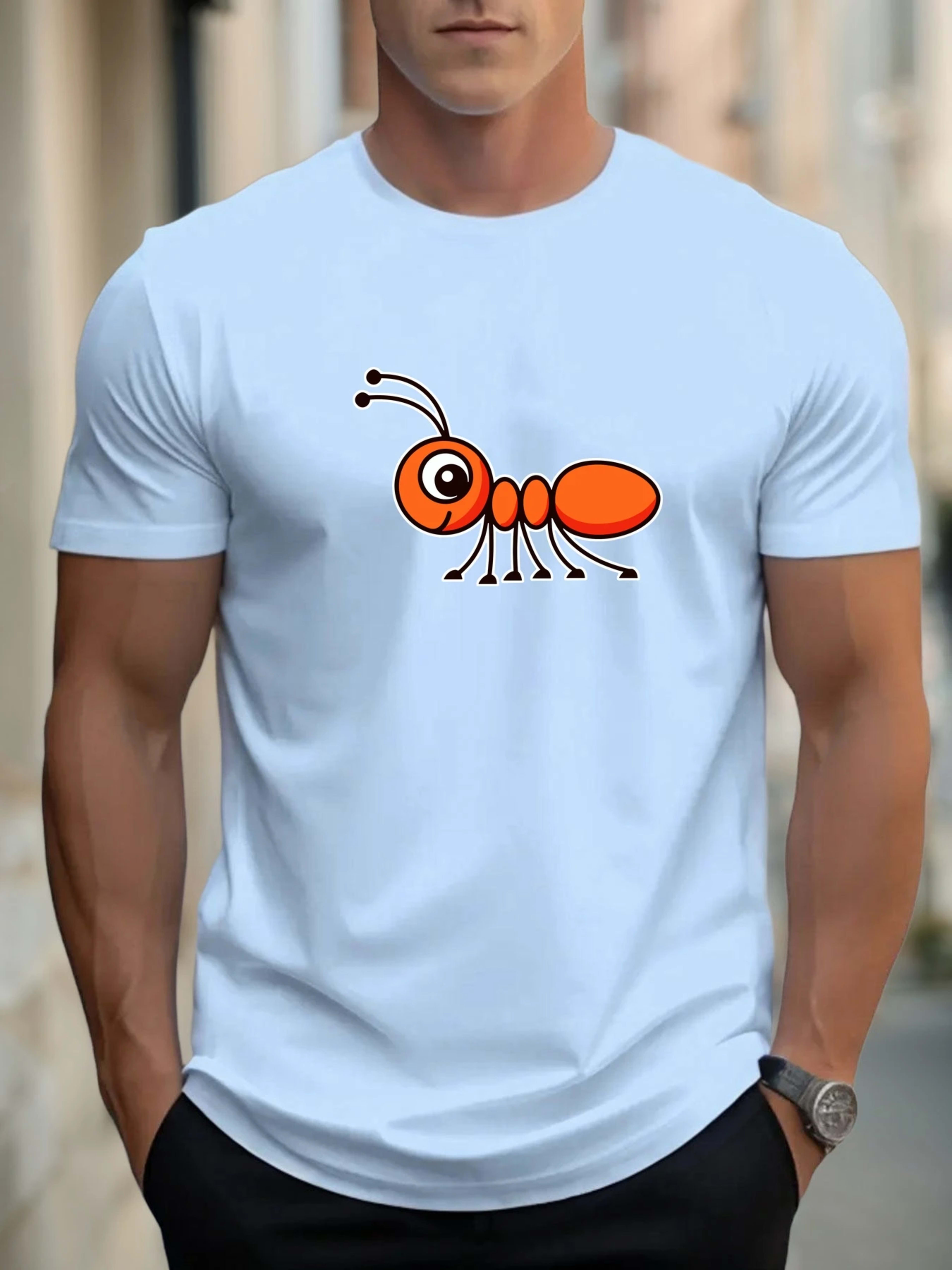 T Shirts For Men Ant 100% Cotton Graphic Printing Summer Round Neck T-Shirt Casual Breathable Street Style Daily Top 2