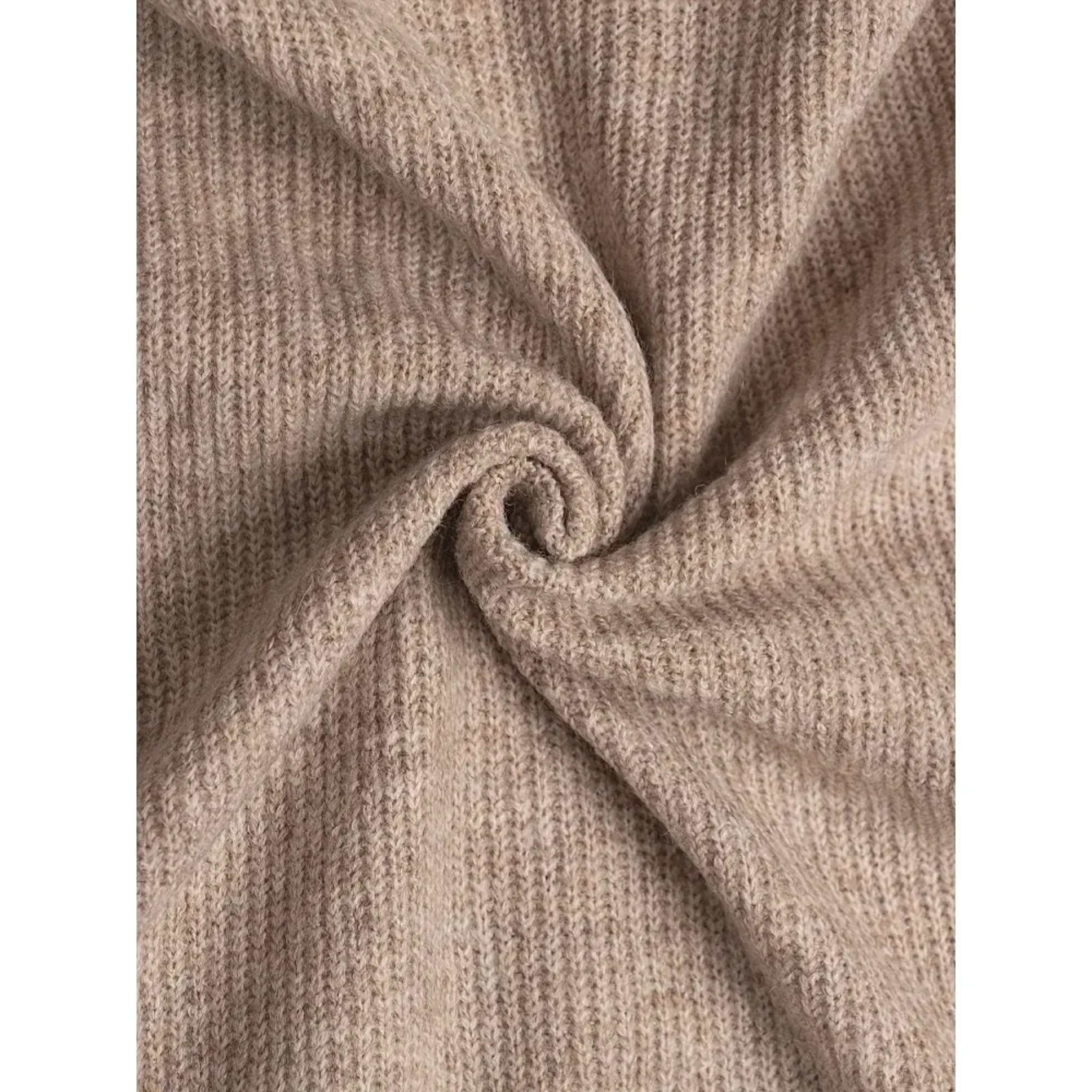 Women's Dress: High-end French V-neck Slimming Knitted Cardigan, Mid-length Solid-color Knitted Long Dress for Women Win 5