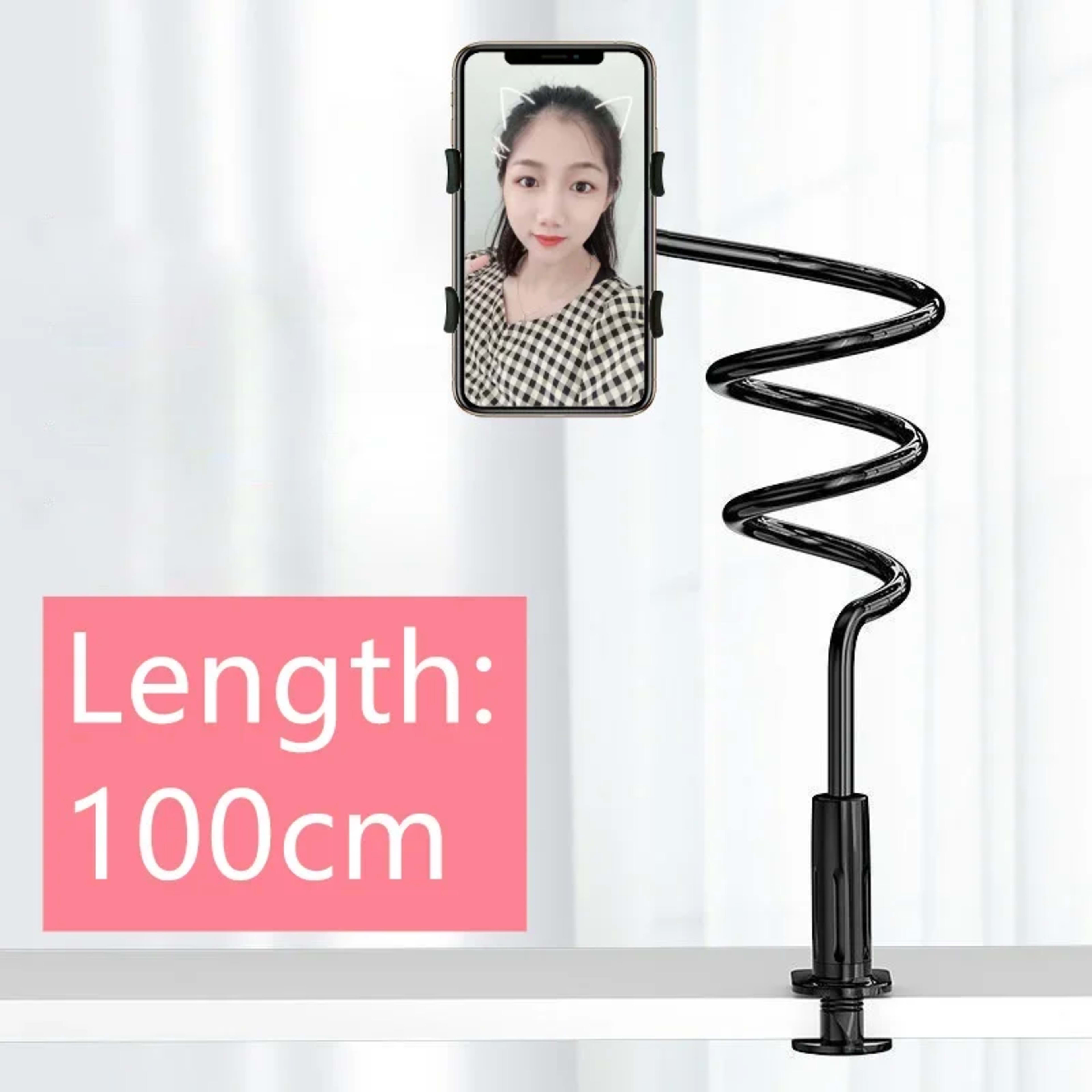 100cm Phone Clip on Stand Holder with Grip Flexible Long Arm Lazy Bracket Mount Clamp for IPhone 15 Pro Accessories Phon