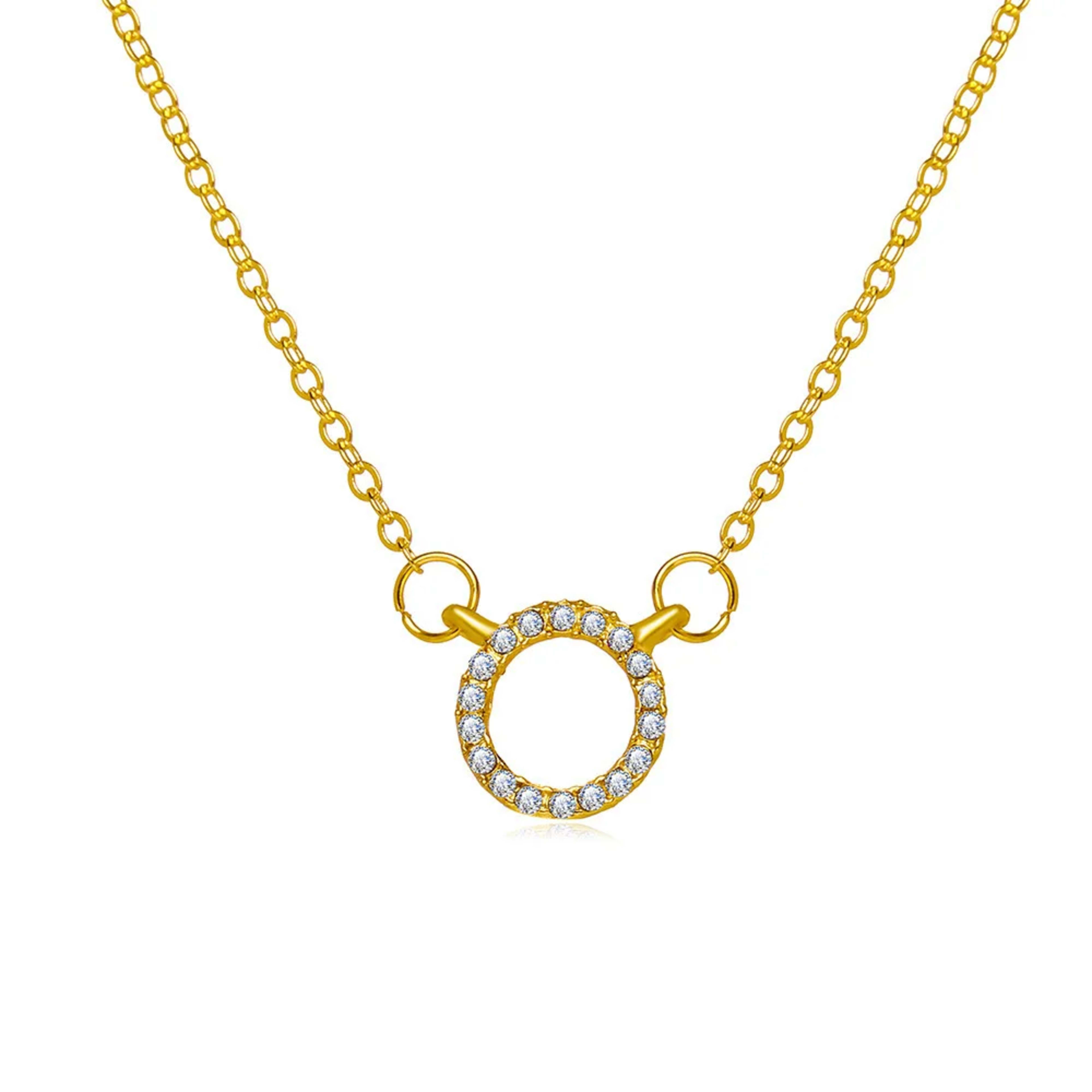 Fashion Trend Elegant Jewelry Simple Crystal Circle Pendant Necklace Golden Color Unquie Women Necklace Party Gift Whole 6