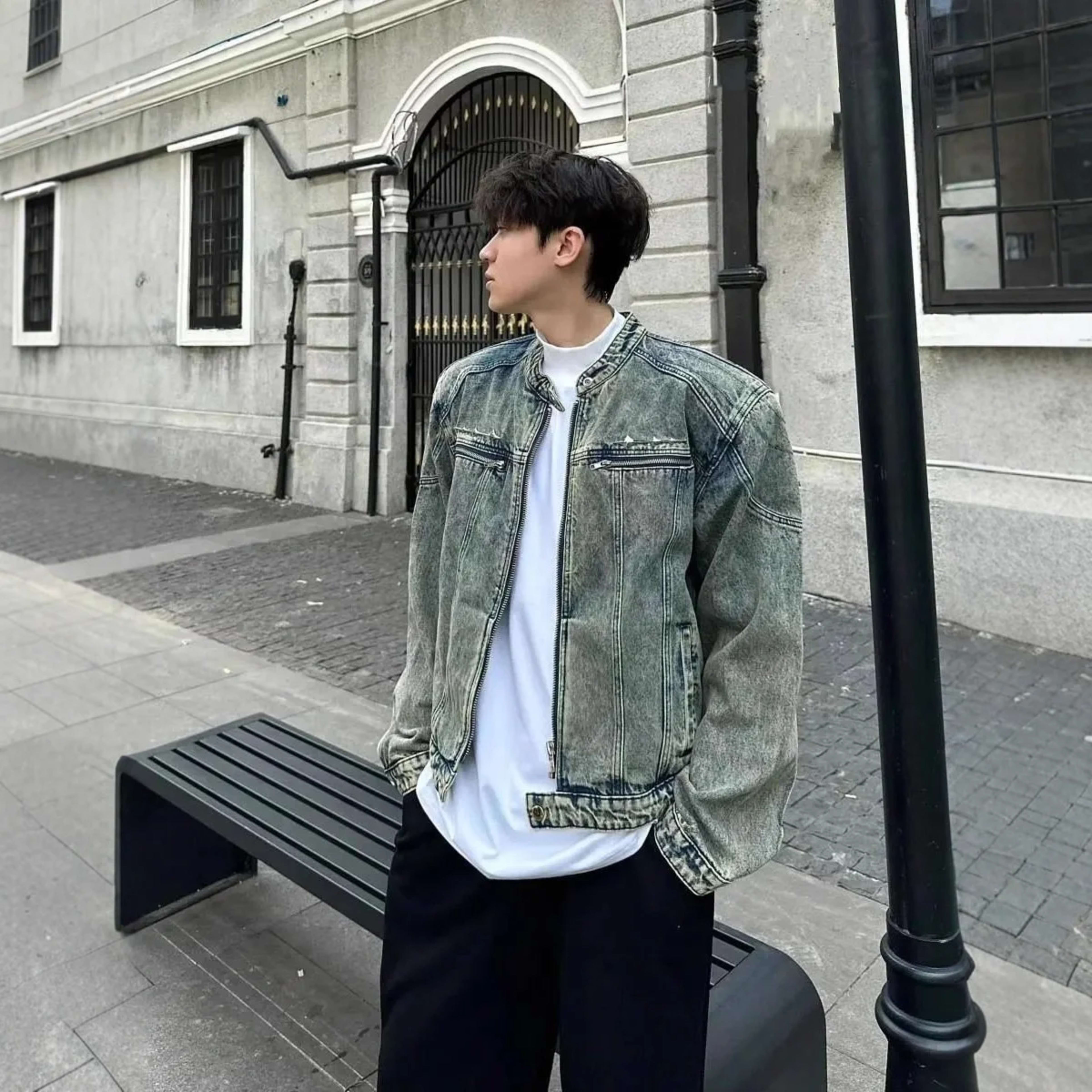 Mens Jacket Man Coat Jeans Collegiate University Academic Campus Education School Student Youth Learning Knowledge Wisdo 5