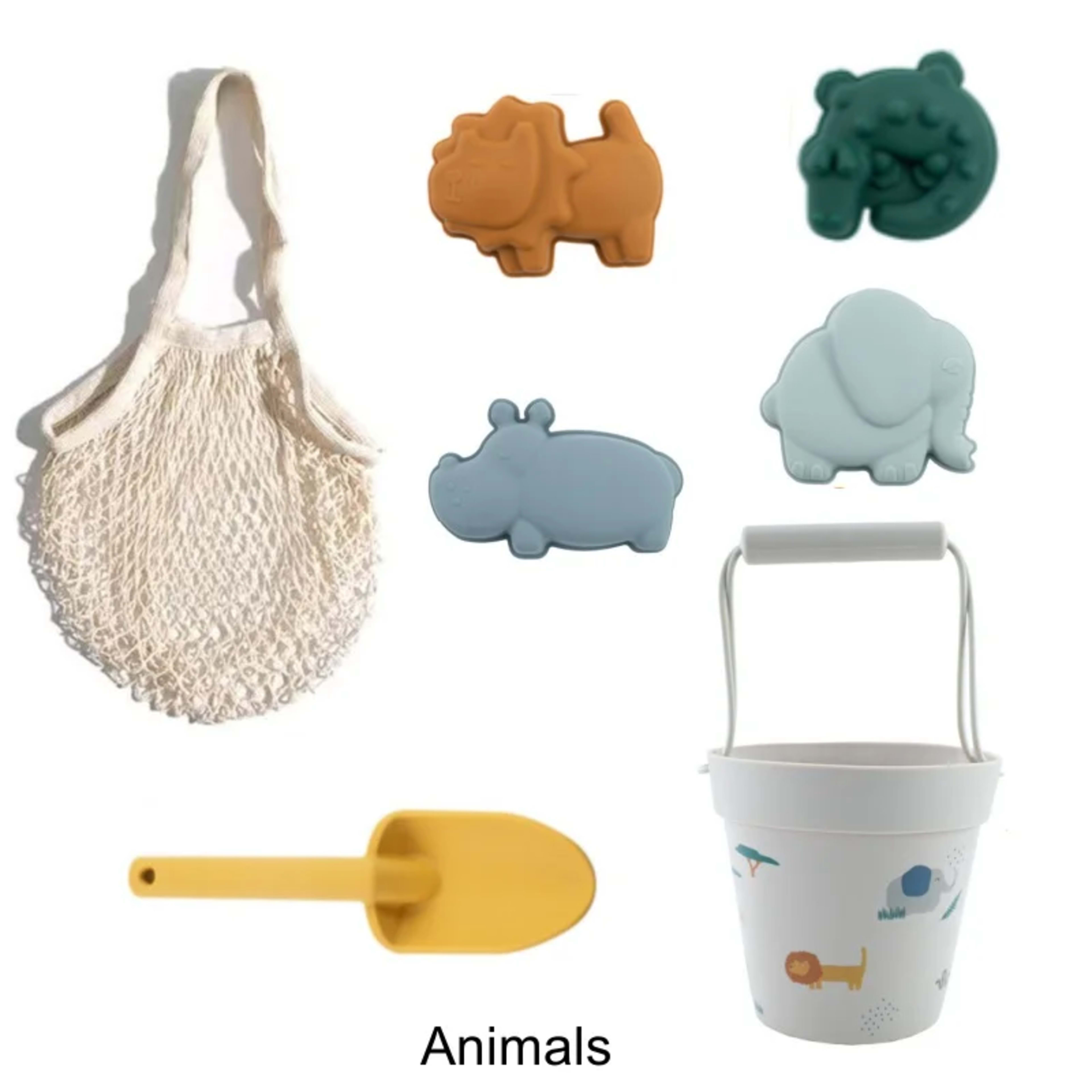 Kids Silicone Beach Toys for Kids Baby Sandbox Beach Toy Set with Bucket Shovel Other Accessories Water Game Play Outdoo