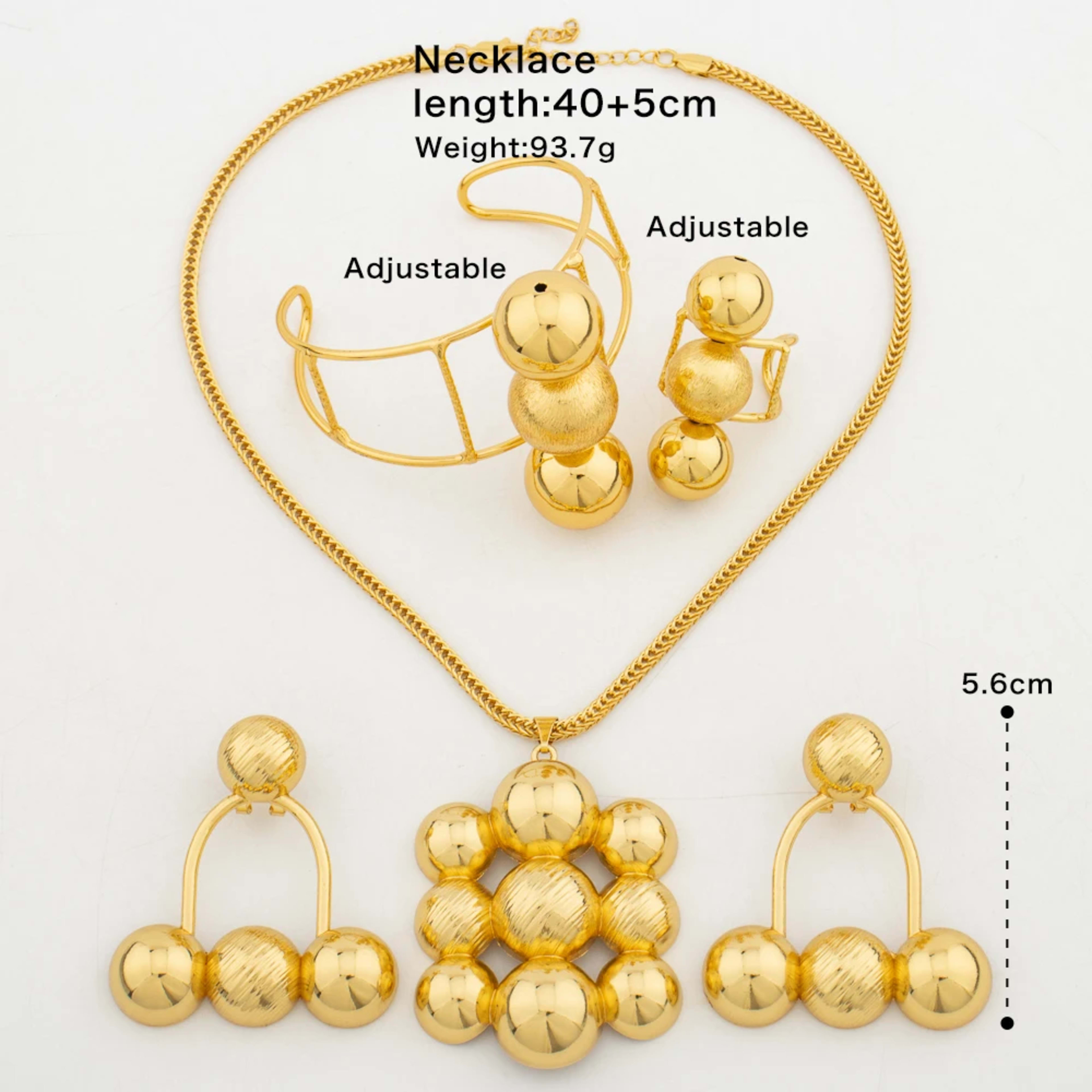 Jewelry Set for Women Luxury Pendant Necklace and Dangle Earrings Weddings Bridal Bangle Ring Set Gifts 5