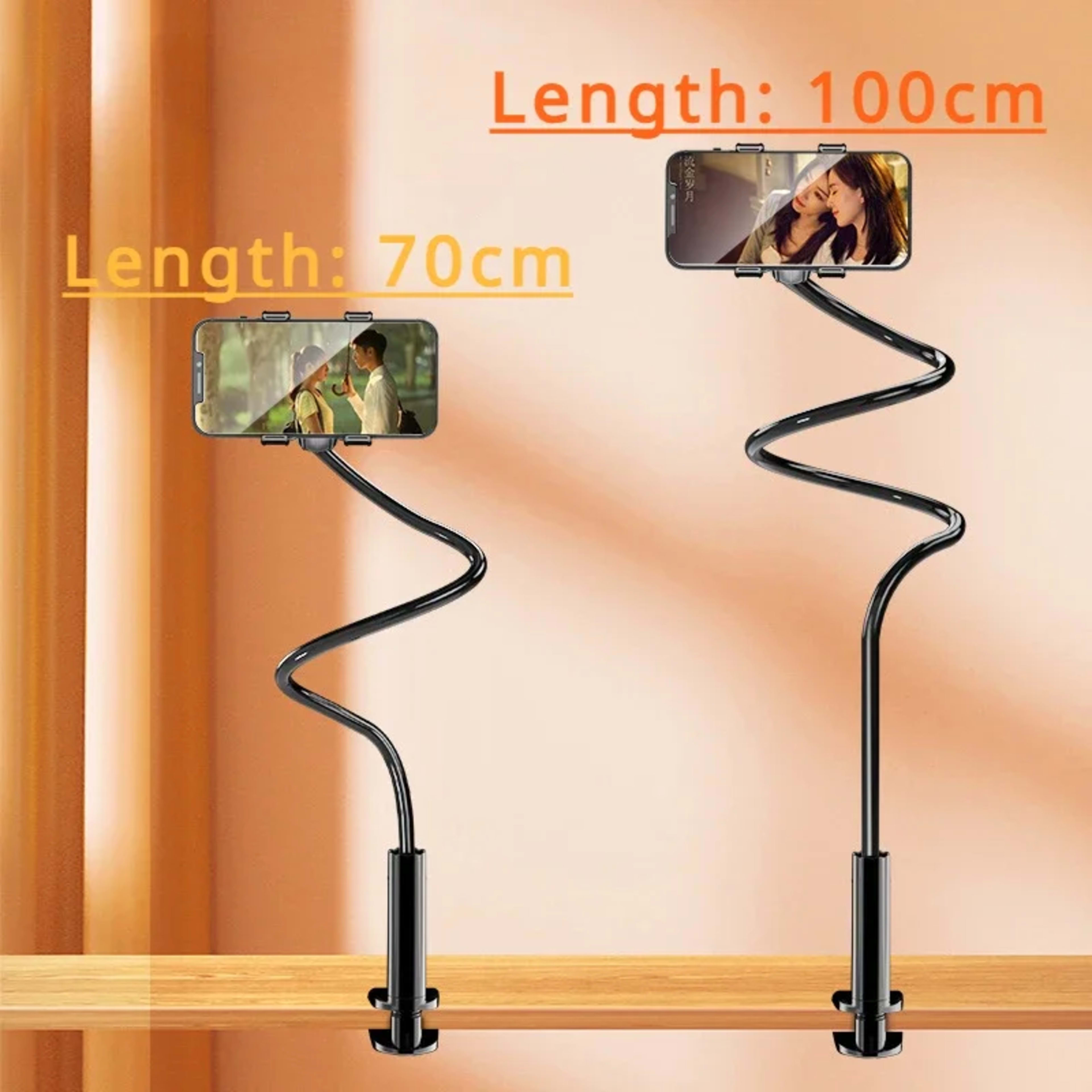 100cm Phone Clip on Stand Holder with Grip Flexible Long Arm Lazy Bracket Mount Clamp for IPhone 15 Pro Accessories Phon 2
