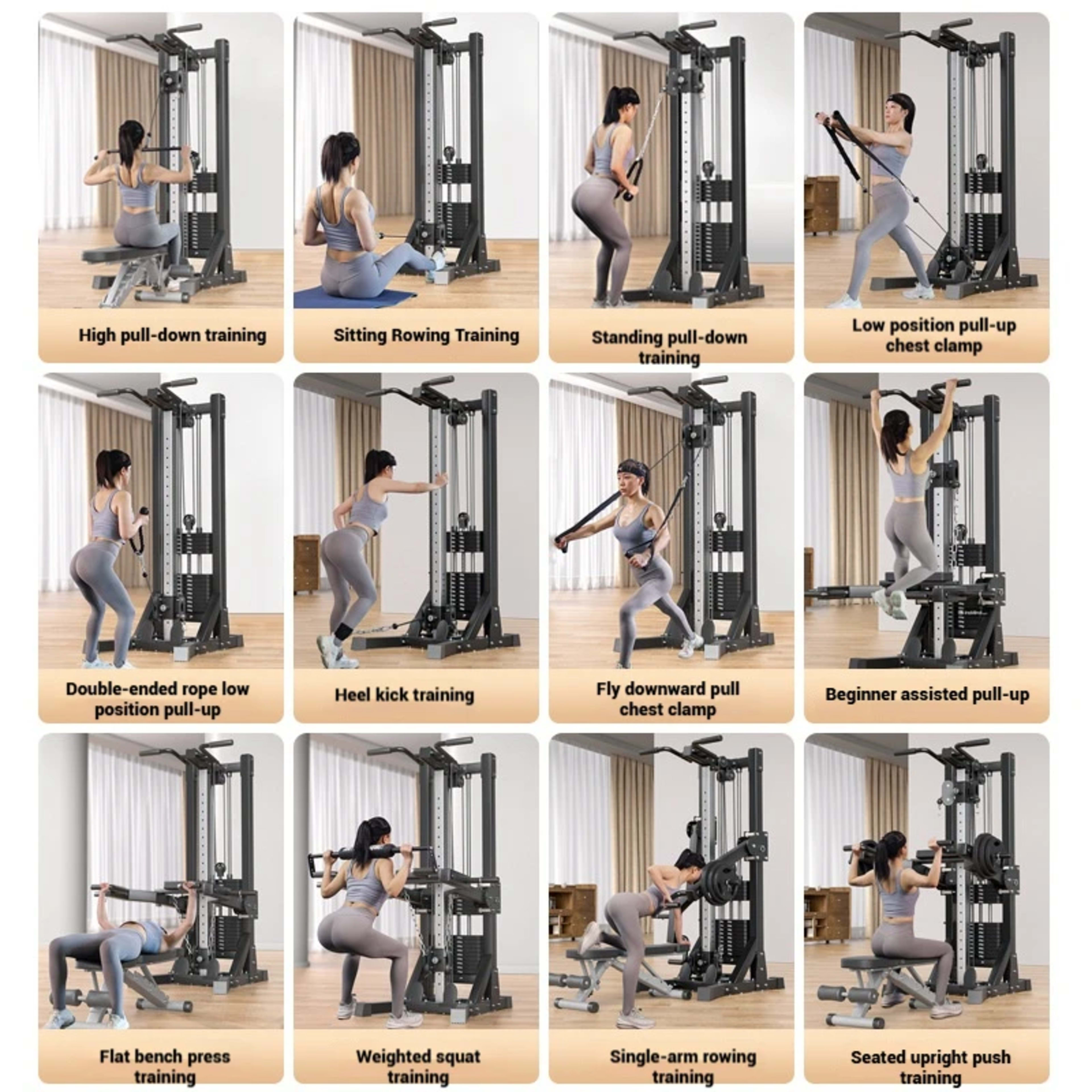 Household multi-functional gantry fitness equipment, unilateral bird's flight, high and low pull comprehensive training  4