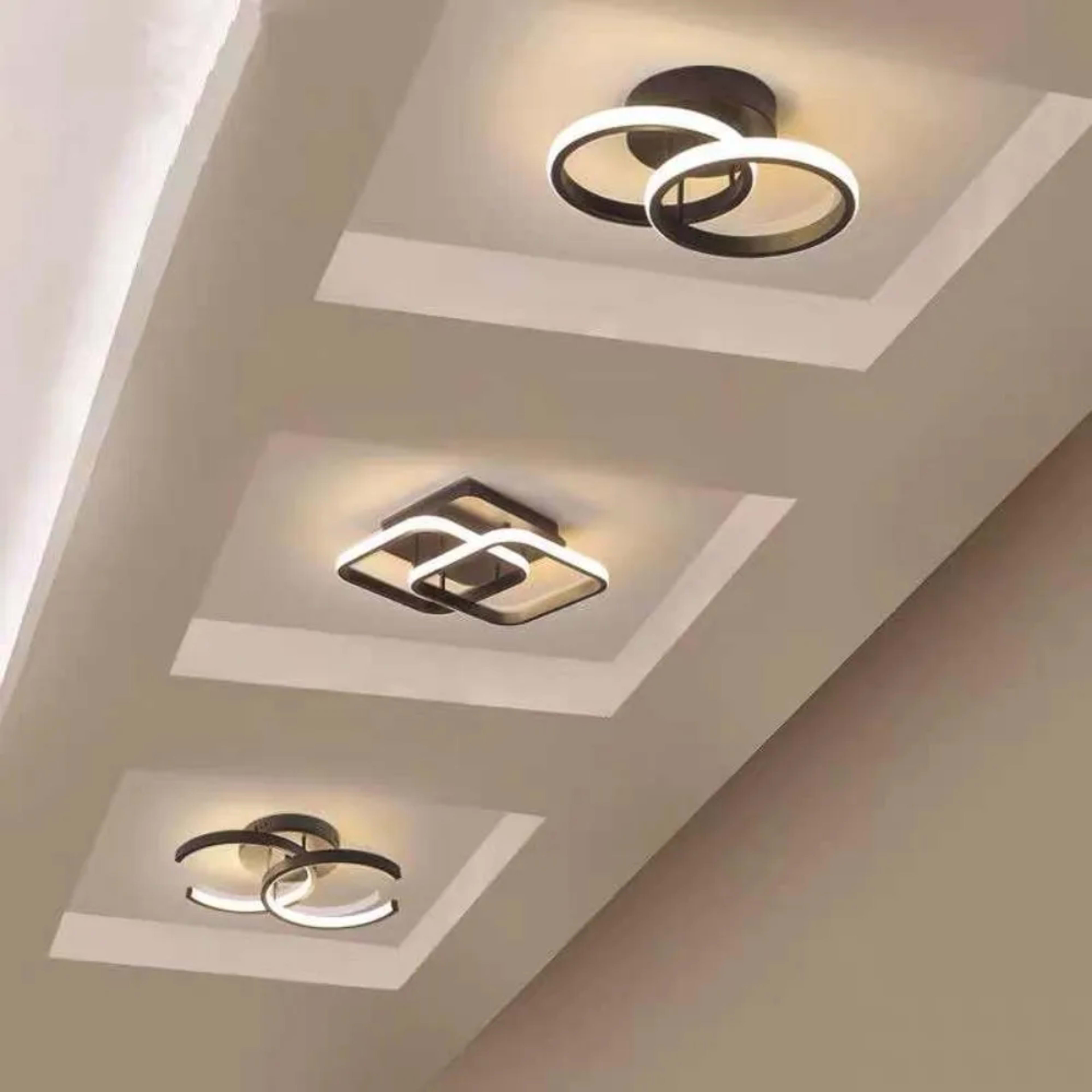 Modern LED Ceiling Light 2 Rings Creative Design Ceiling Lamp Indoor Lighting Fixtures Hallway Balcony Aisle Office Ligh 3