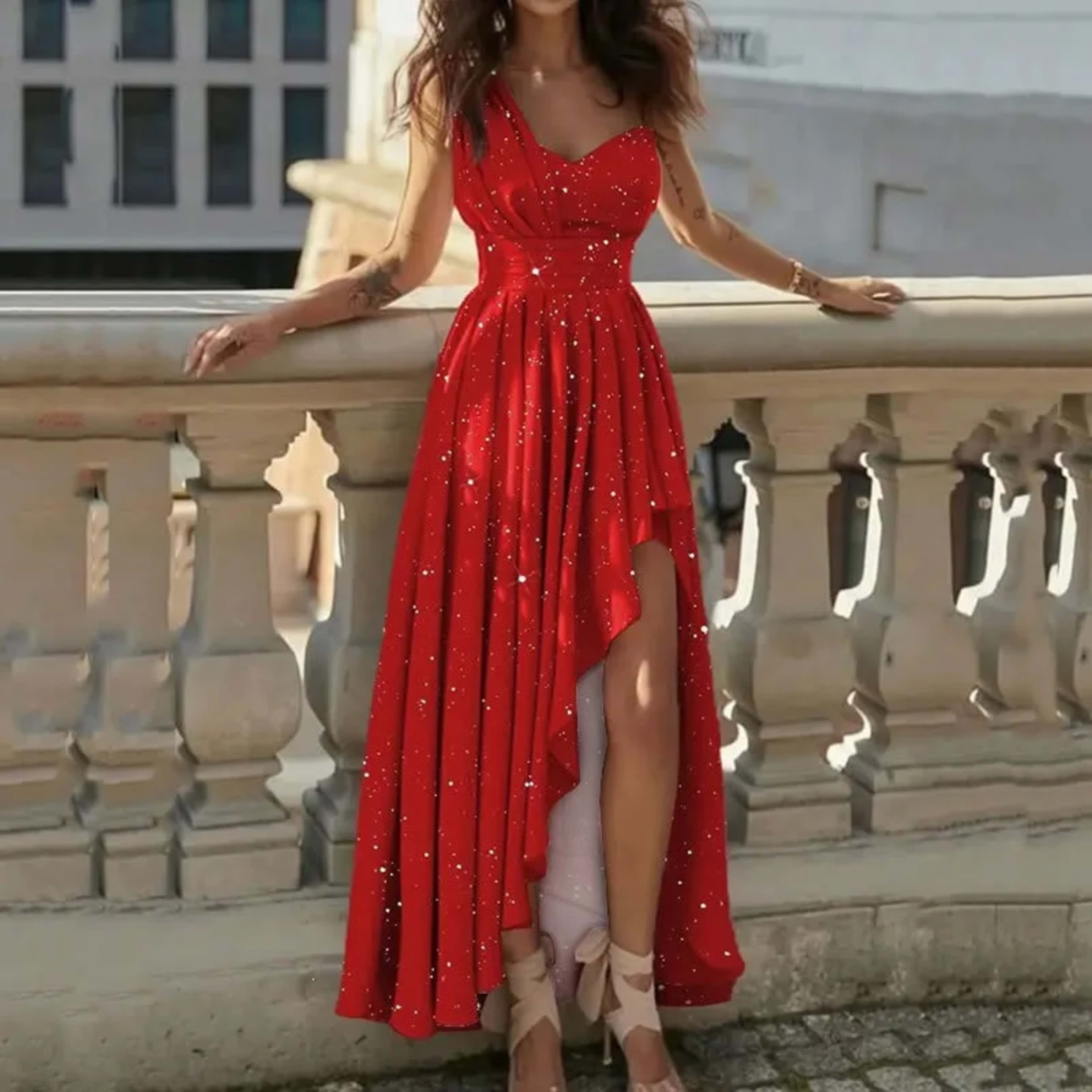 Women Evening Dresses Sexy Elegant Red Cocktail Party Chic Gala Graduation Luxury Formal Occasion Bridesmaid Gown Dress