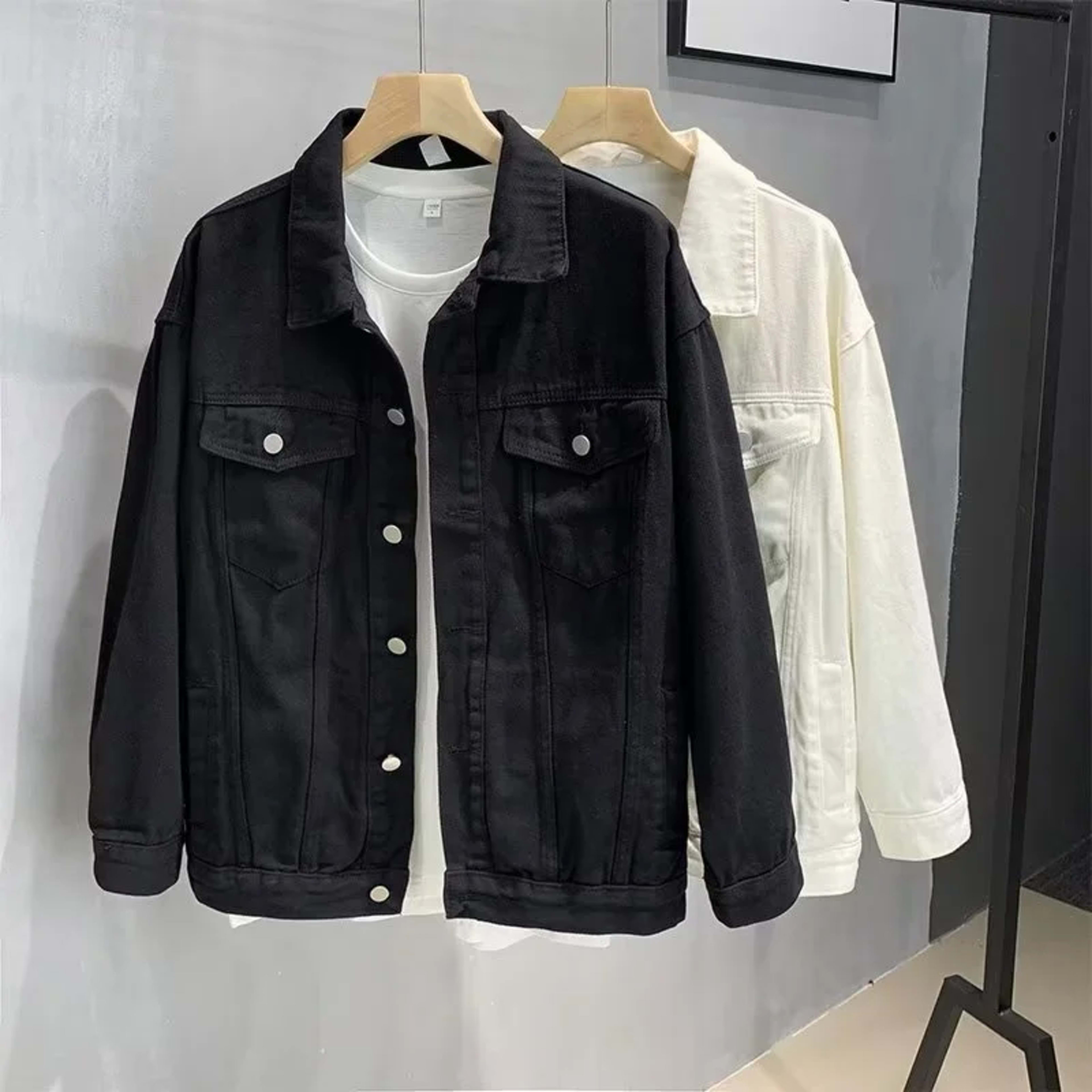 Stylish Pure White Denim Jacket for Men Retro Workwear Spring Autumn Versatile Fashionable Trendy Brand Youthful Long Sl 4
