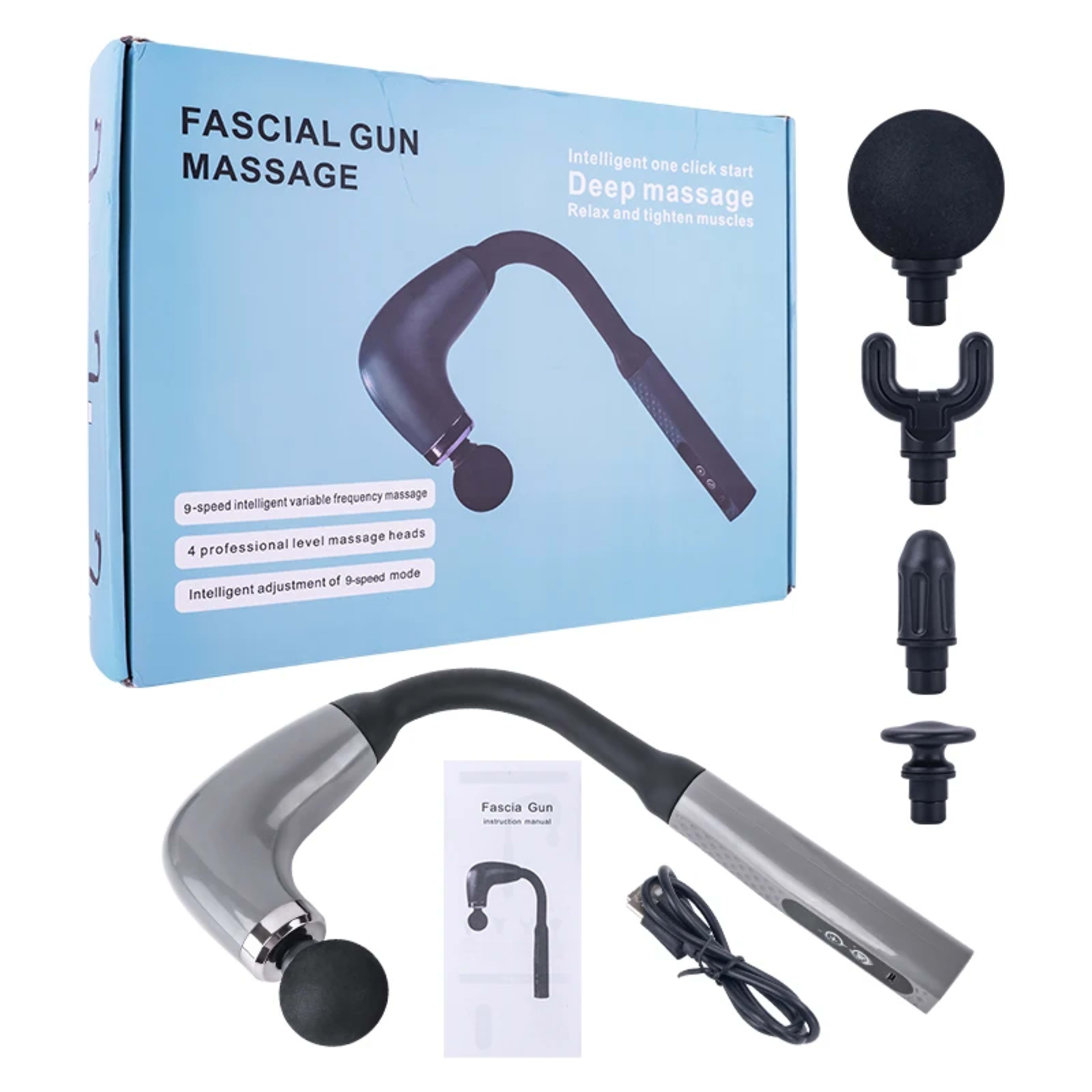 Expandable Handle Massage Gun 4 Specialized Heads For Different Muscle Groups Lightweight And Portable With Adjustable I