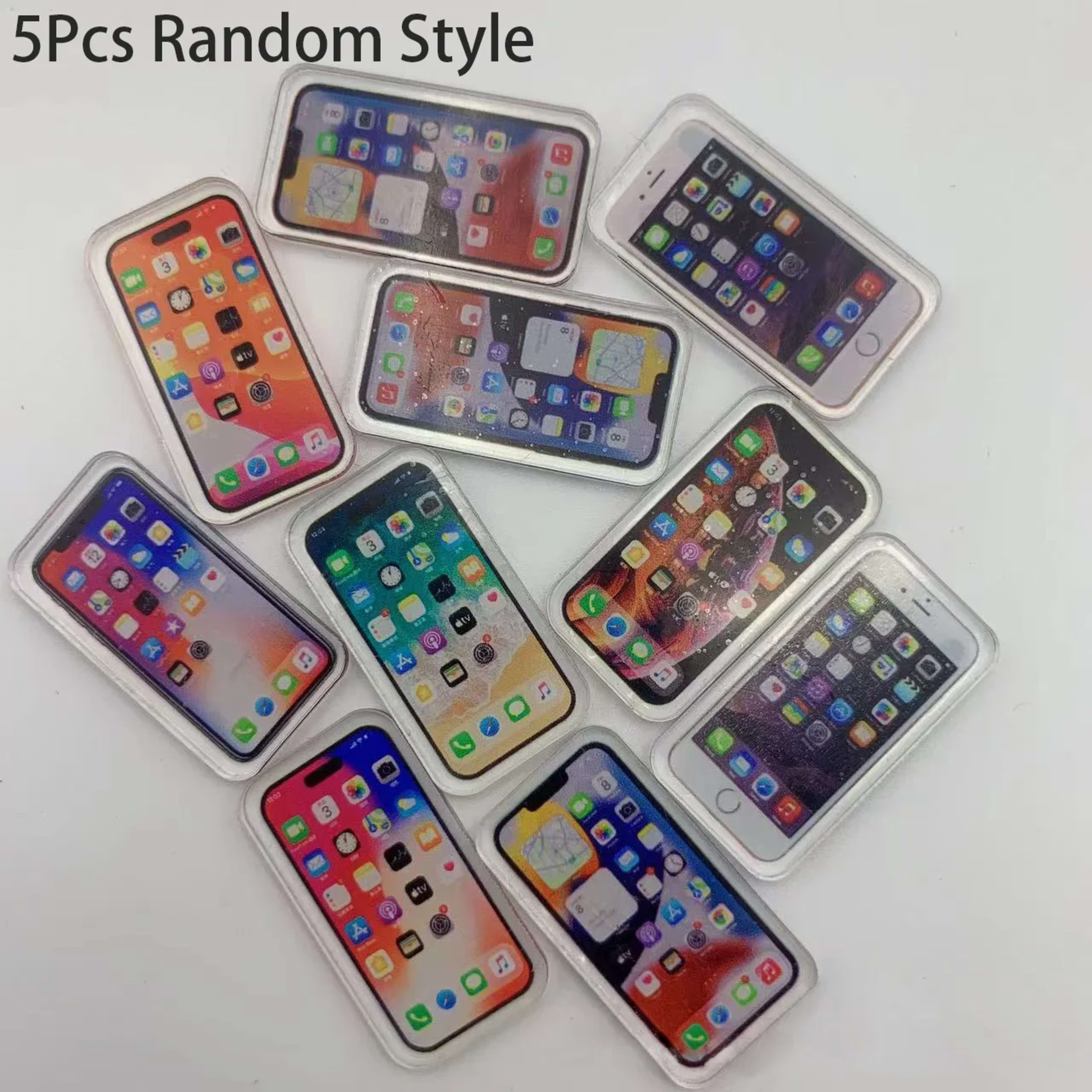 5Pcs 1:12 Dollhouse Miniature Mobile Phone Fashionable and compact Simulation Smartphone Model Kids Pretend Play Accesso 4