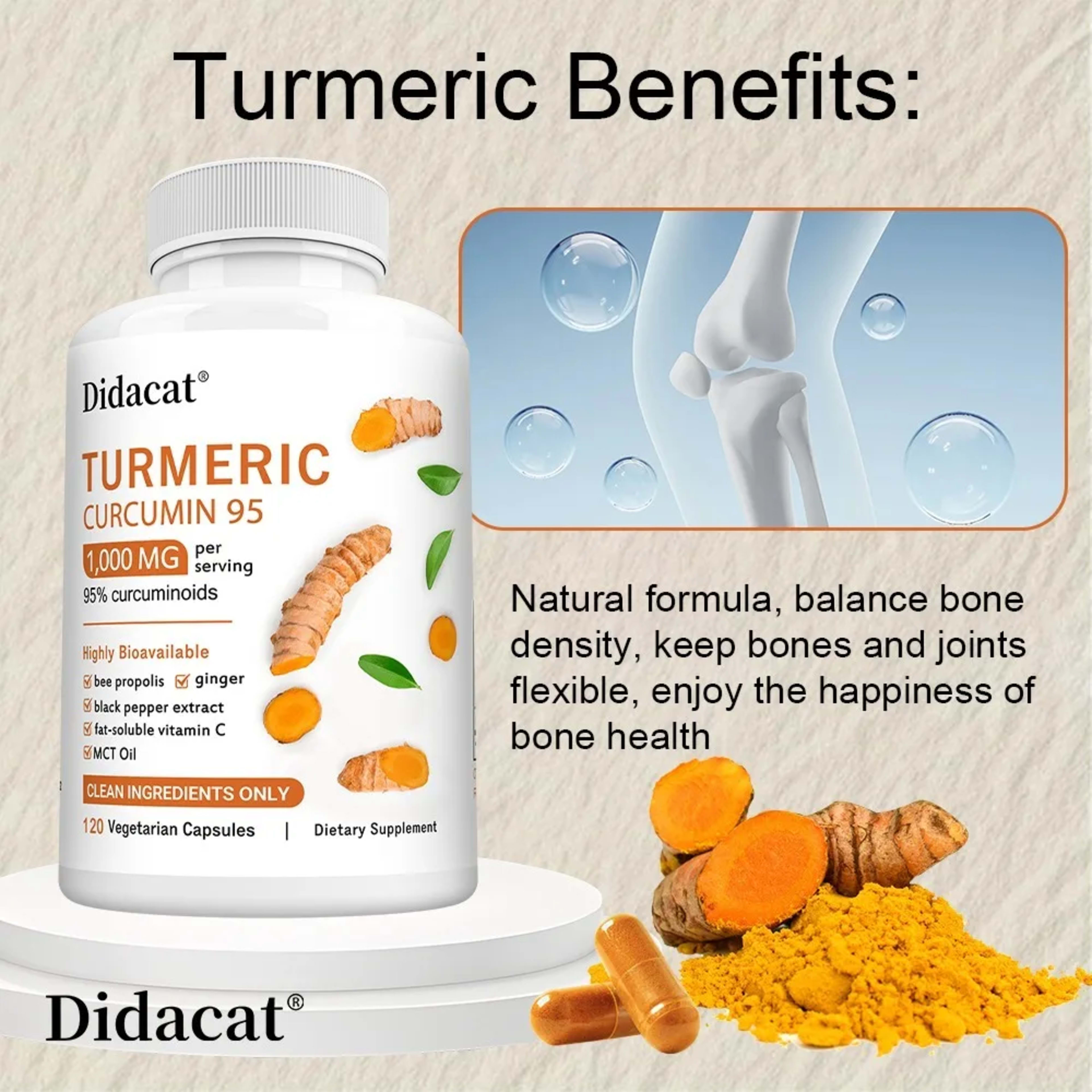 Turmeric Curcumin Supplement 1,000mg – 95% Curcuminoids with Black Pepper & Ginger, Supports Joint & Antioxidant Health 2