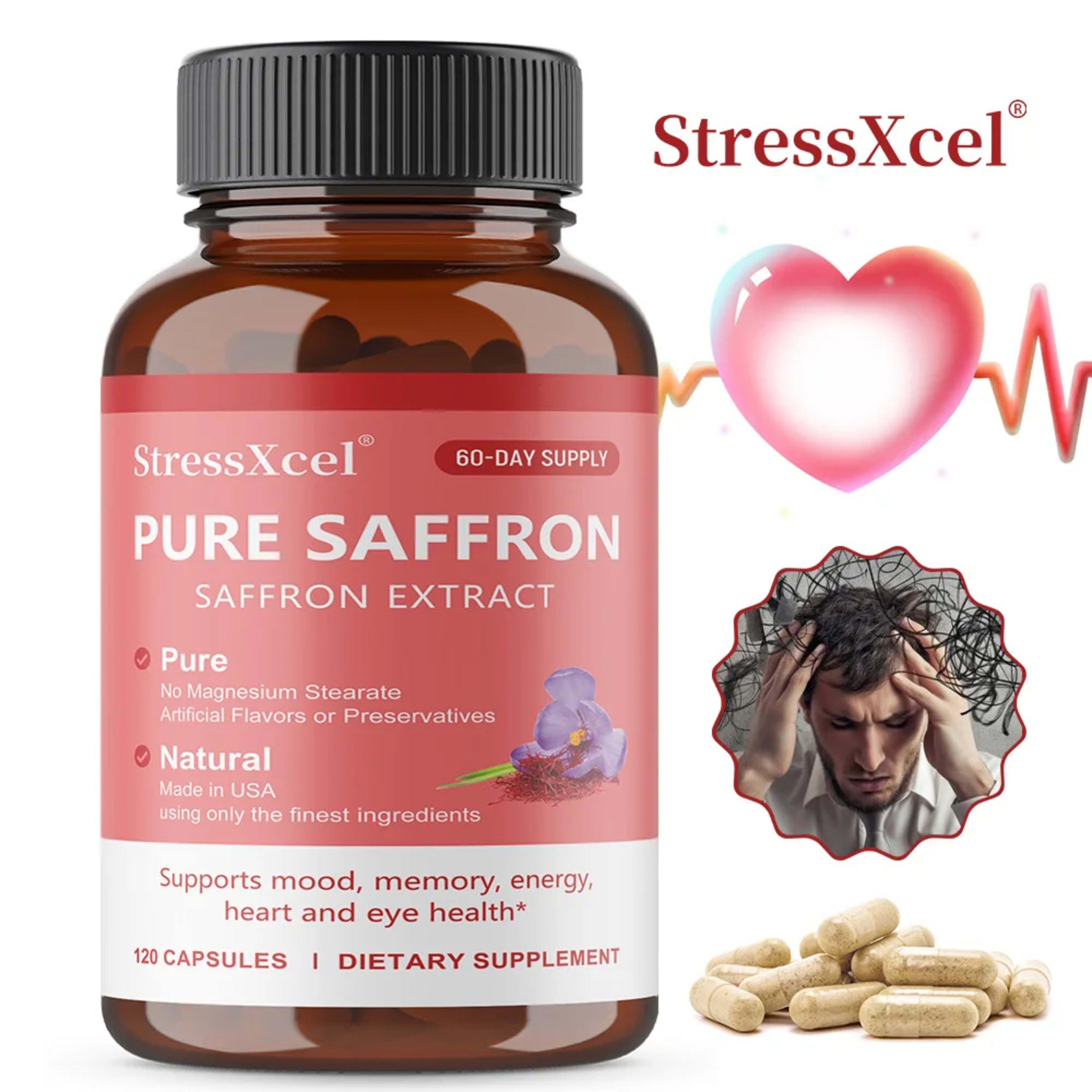Saffron Supplement, Protects Eye Health, Improves Dull Skin Tone, Promotes Blood Circulation, and Boosts Metabolism 2