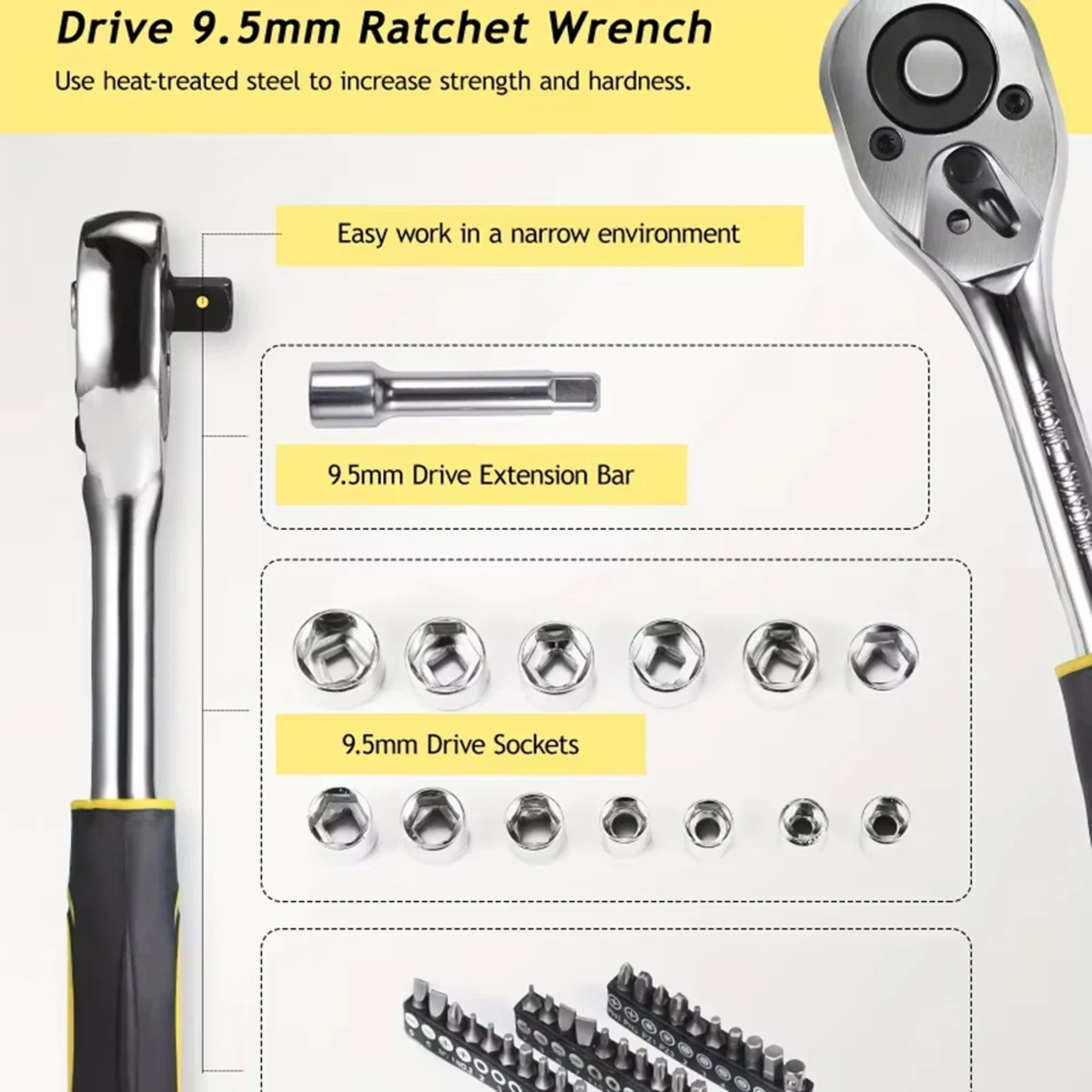 108 Pcs Home Tool Kit DIY Household Repair Maintenance AC Mount Tool Set Wrench Pliers Screwdrivers Hammer Etc 5