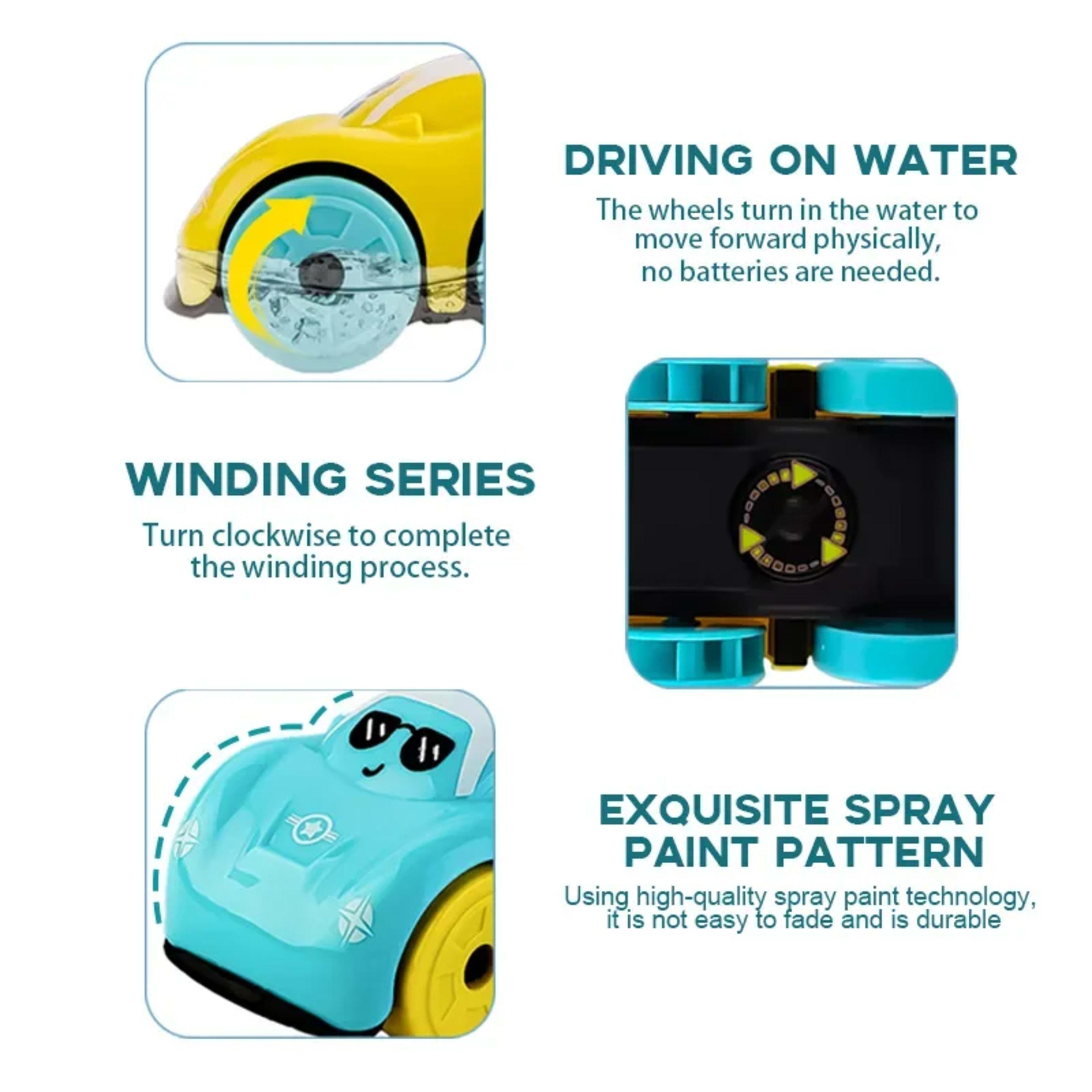 Baby Bath Toys Amphibious Cars Bathroom Floating Clockwork Toy Car Children Bathing Cartoon Swimming Water Playing Toy f 6