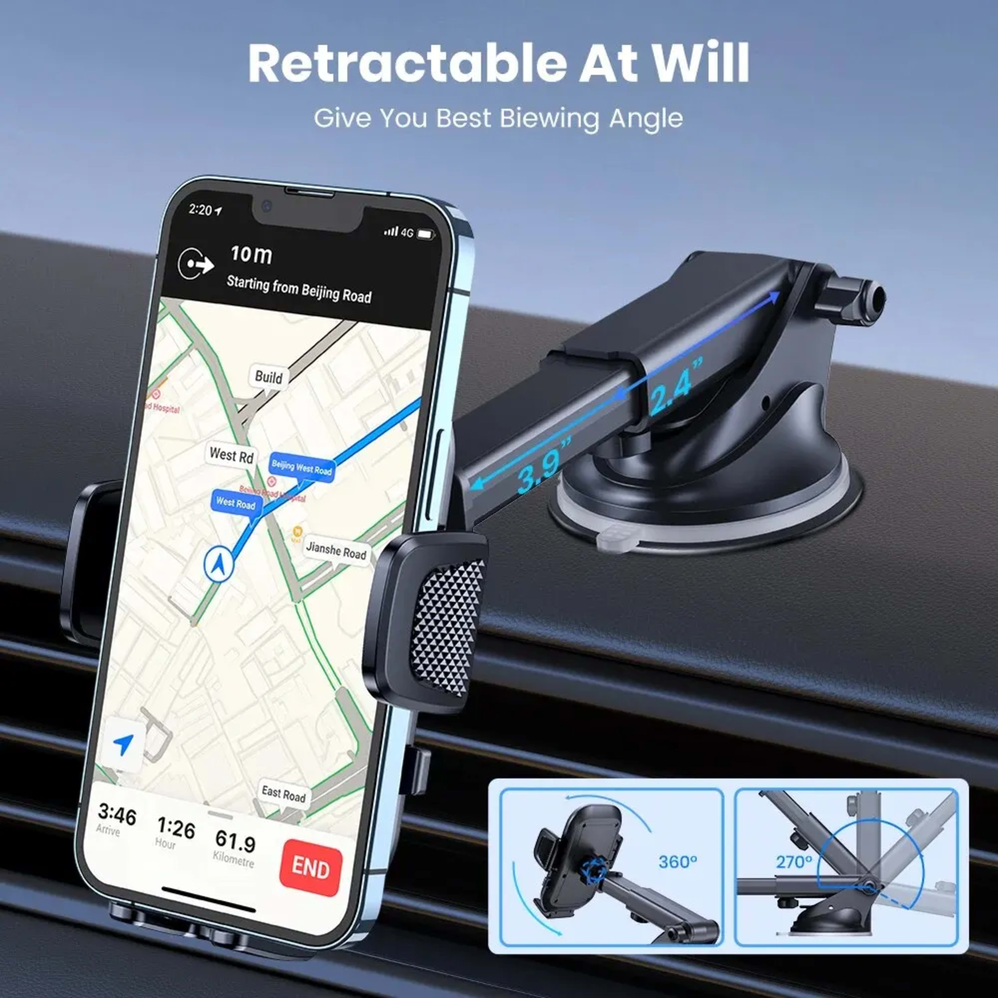 TOPK Car Phone Holder Mount for IPhone[Powerful Suction] Phone Mount for Car Dashboard Car Accessories Automobile for Sm 5