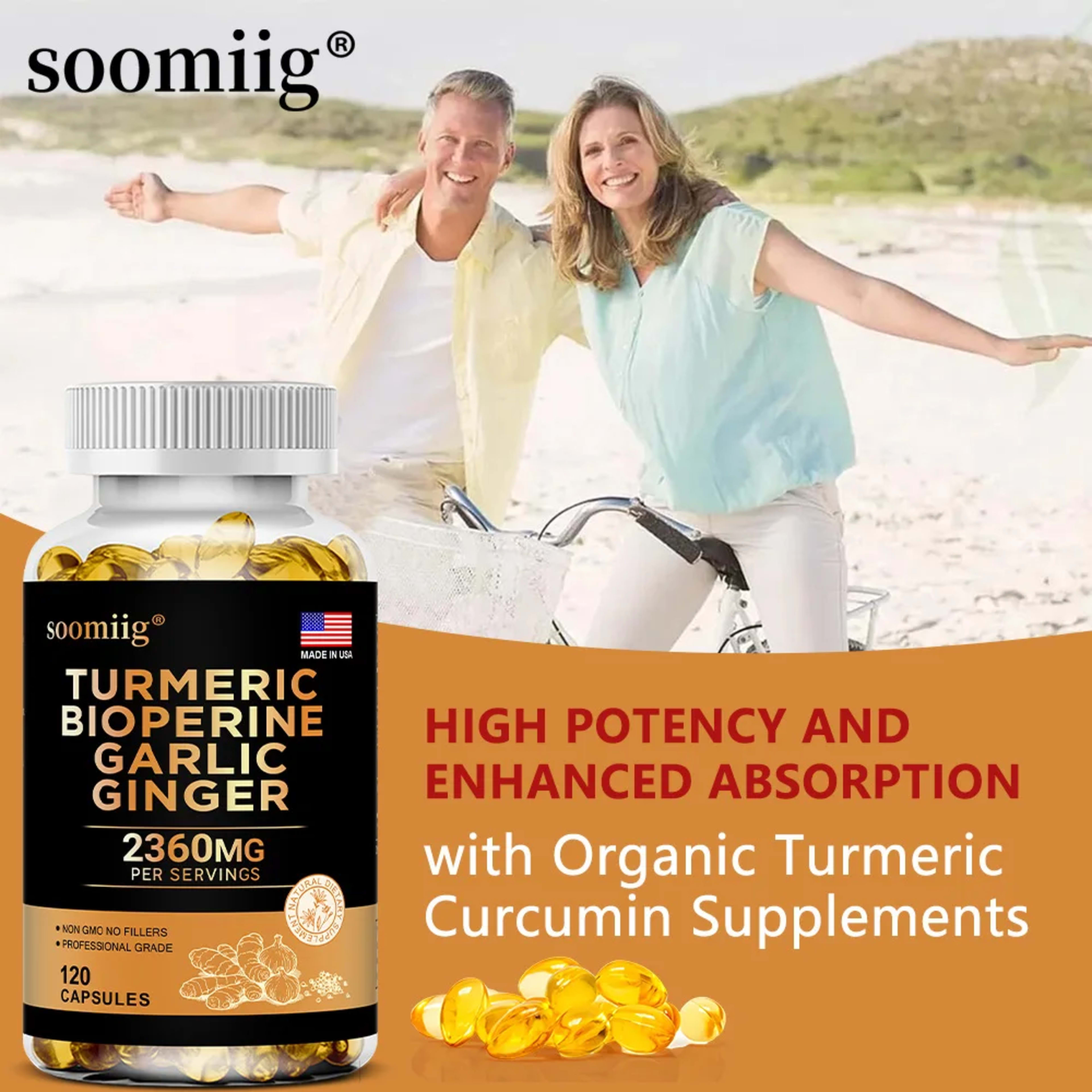 Turmeric Ginger Supplement with Garlic Curcumin Black Pepper, Support Joint Health, Promote Digestion, and Boost Immune  5