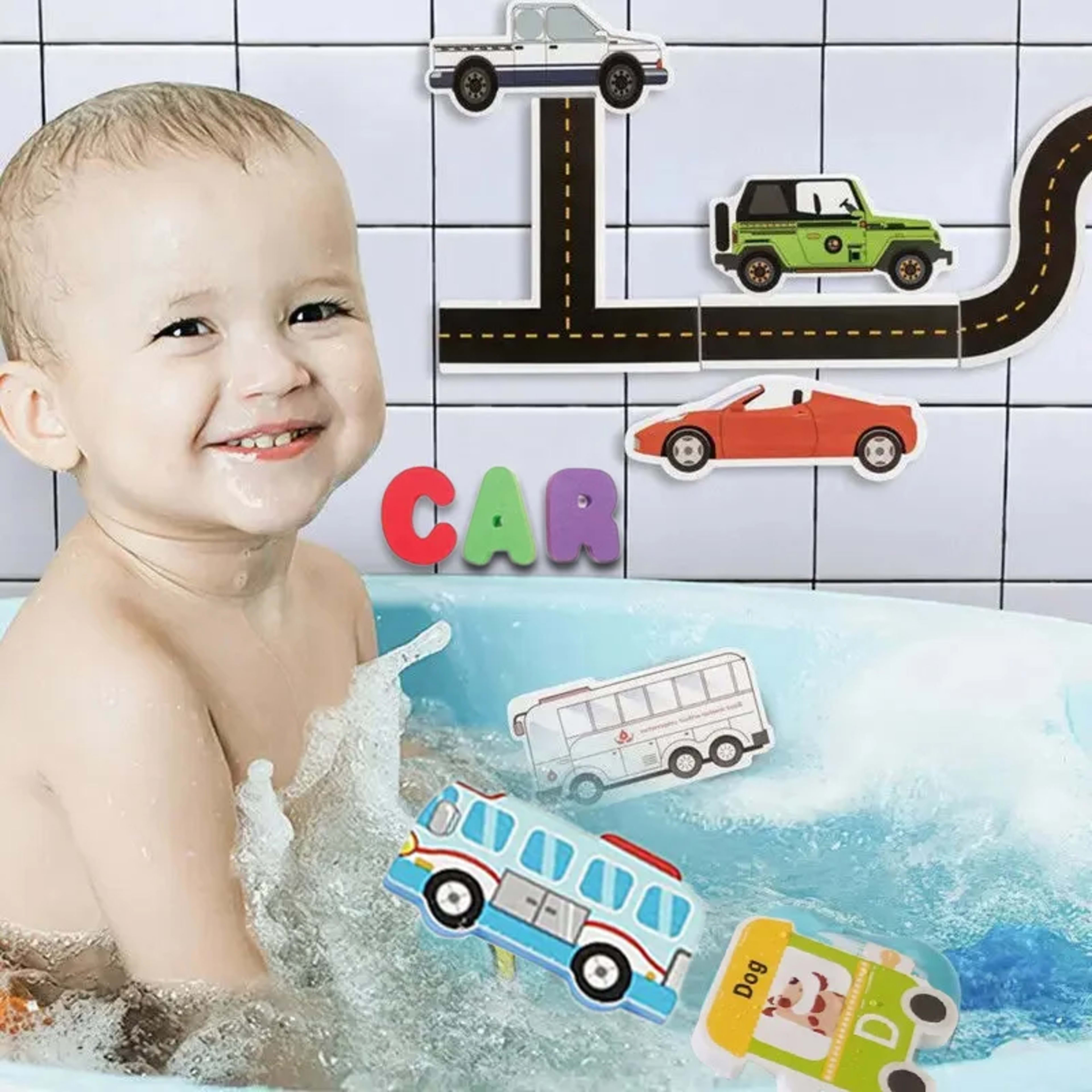 Baby Bath Toys Fun Foam Car Cognitive Floating Toy Traffic Bathroom Bathtub Game for Kids Gifts Early Educational Toy TM 5